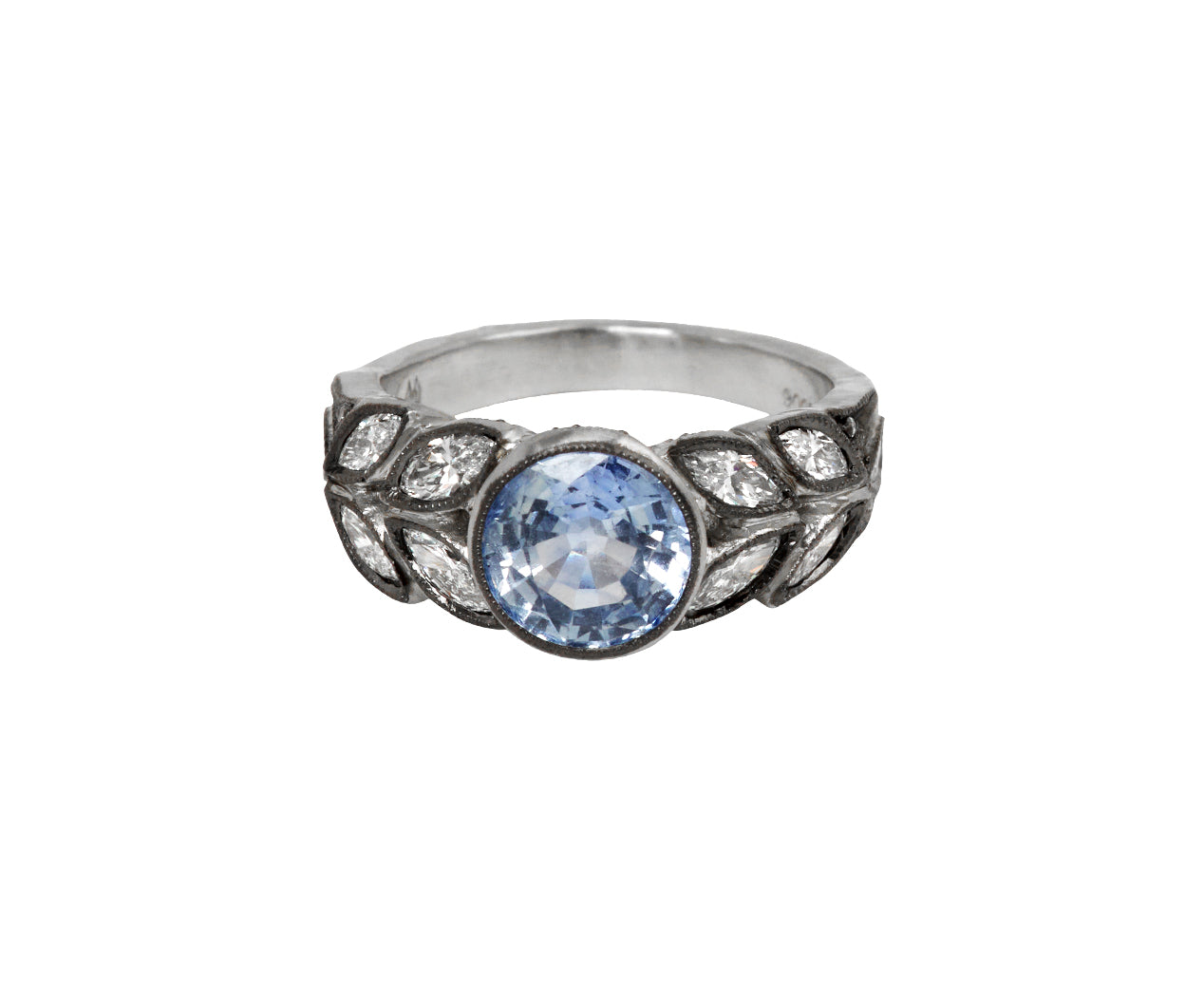 Natural Blue Sapphire and Diamond Garland Ring