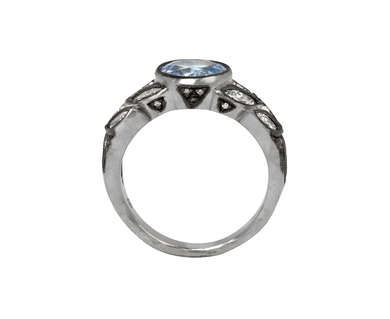 Natural Blue Sapphire and Diamond Garland Ring, alternate view