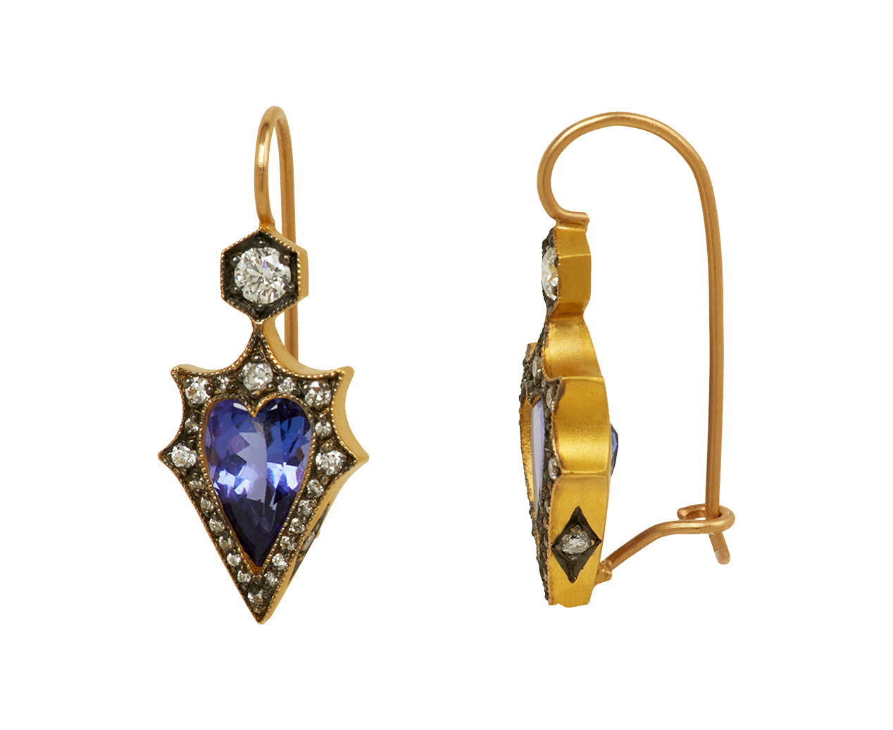 Tanzanite Mermaid Earrings, side angle