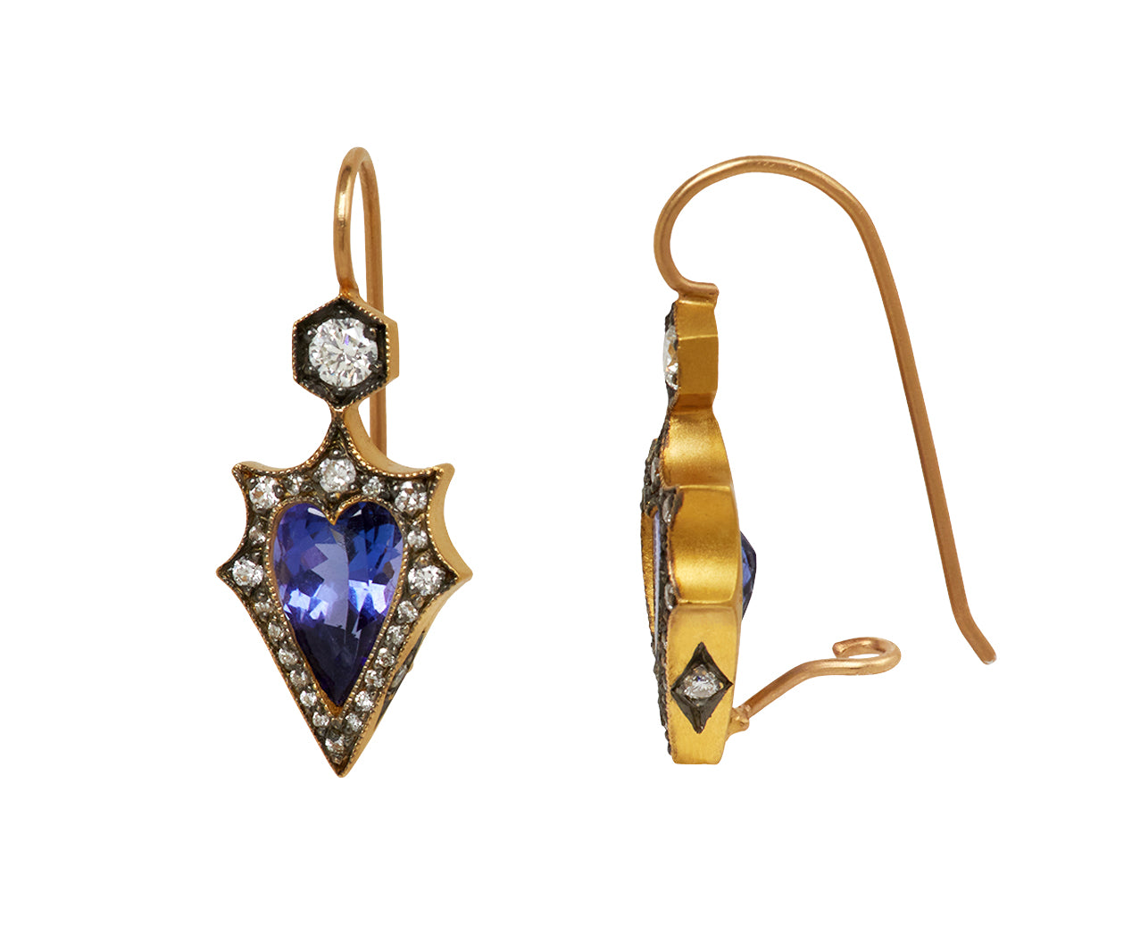 Tanzanite Mermaid Earrings, detail view