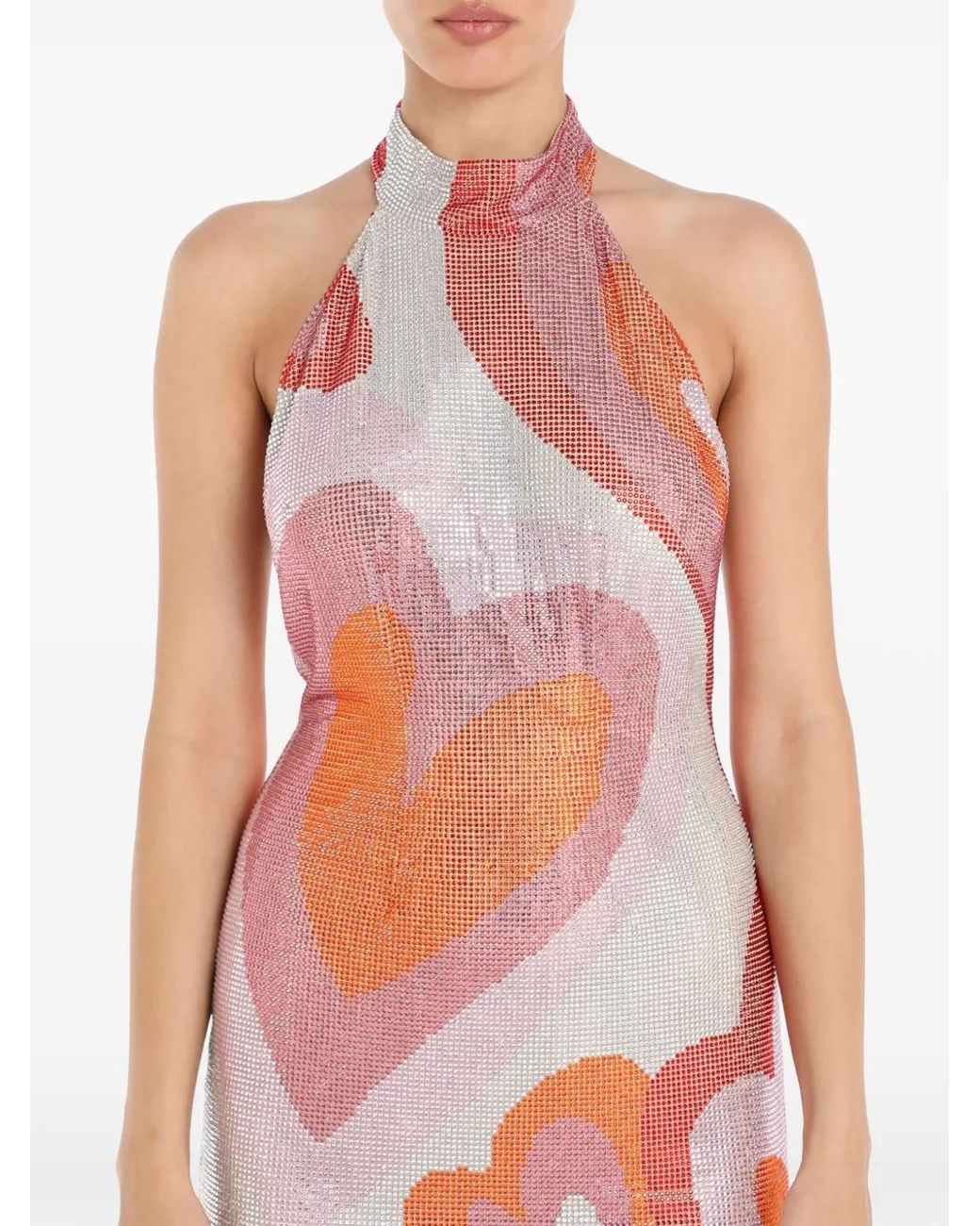 print and halterneck detail