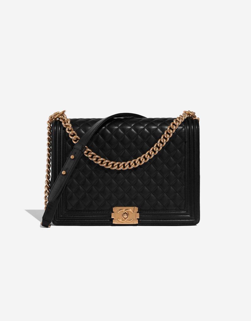 Large in lambskin with aged-gold chain and top handle