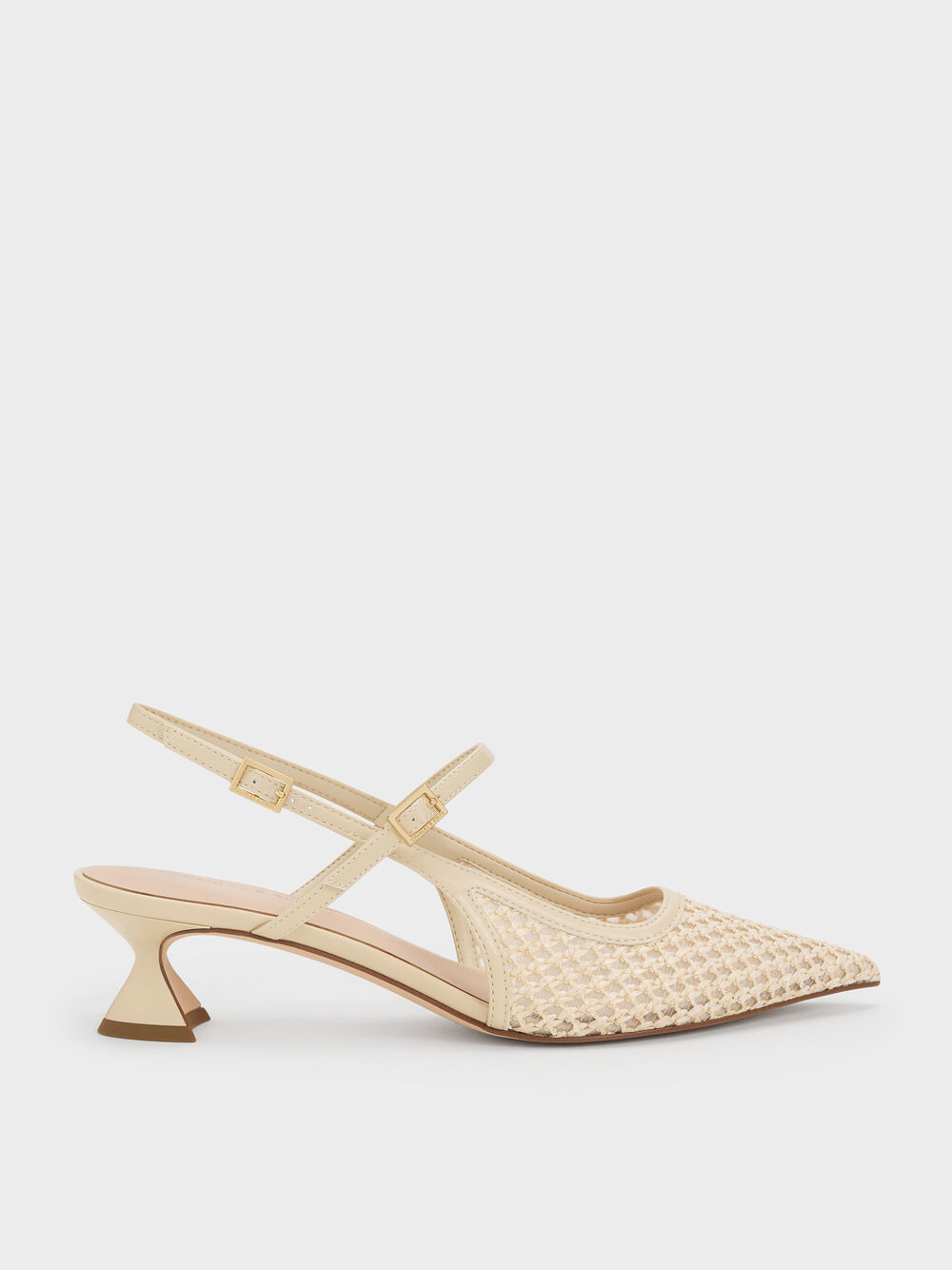 Raffia Sculptural-Heel Slingback Pumps