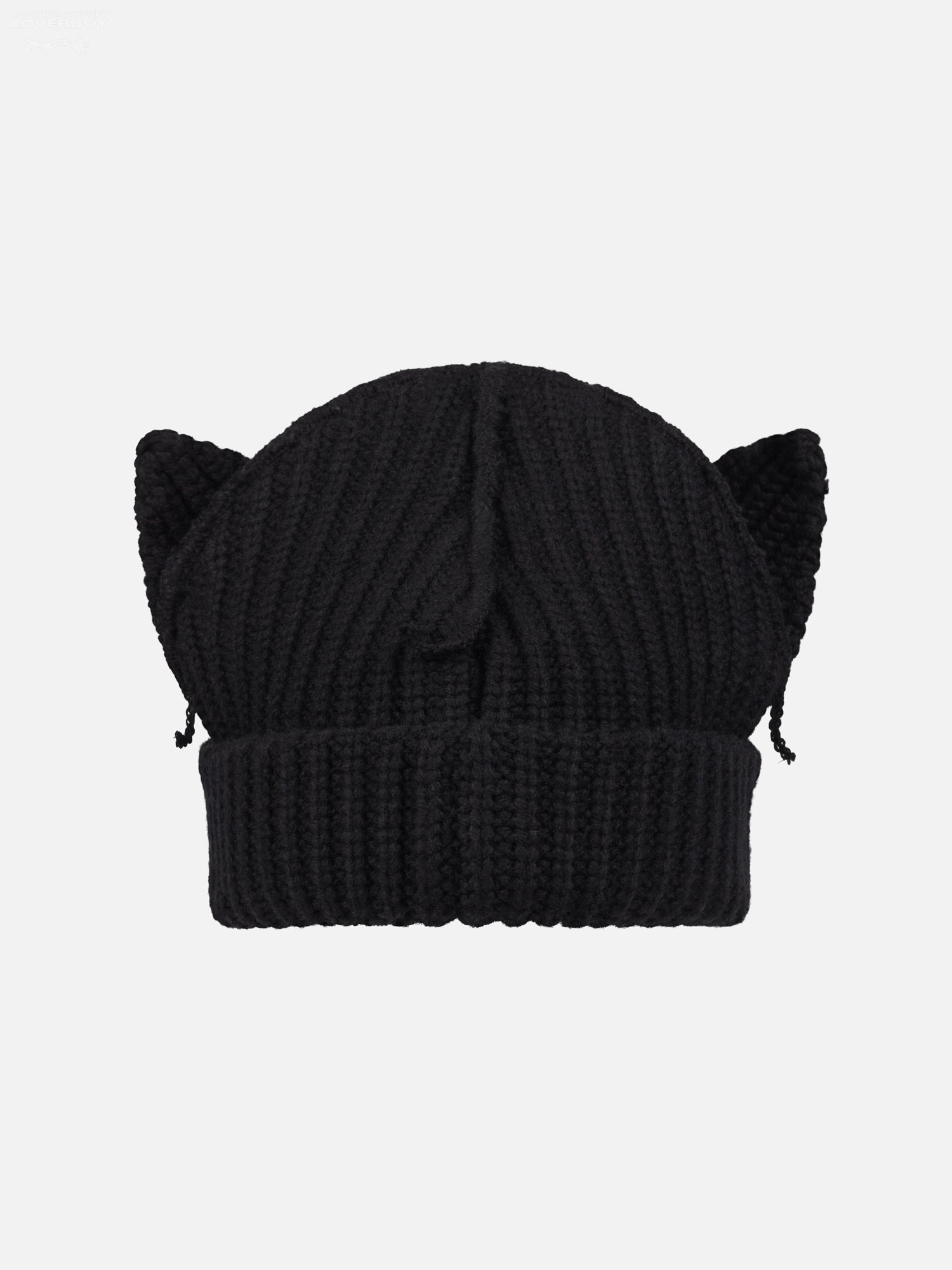 CHUNKY EARS BEANIE in BLACK — detail or worn angle