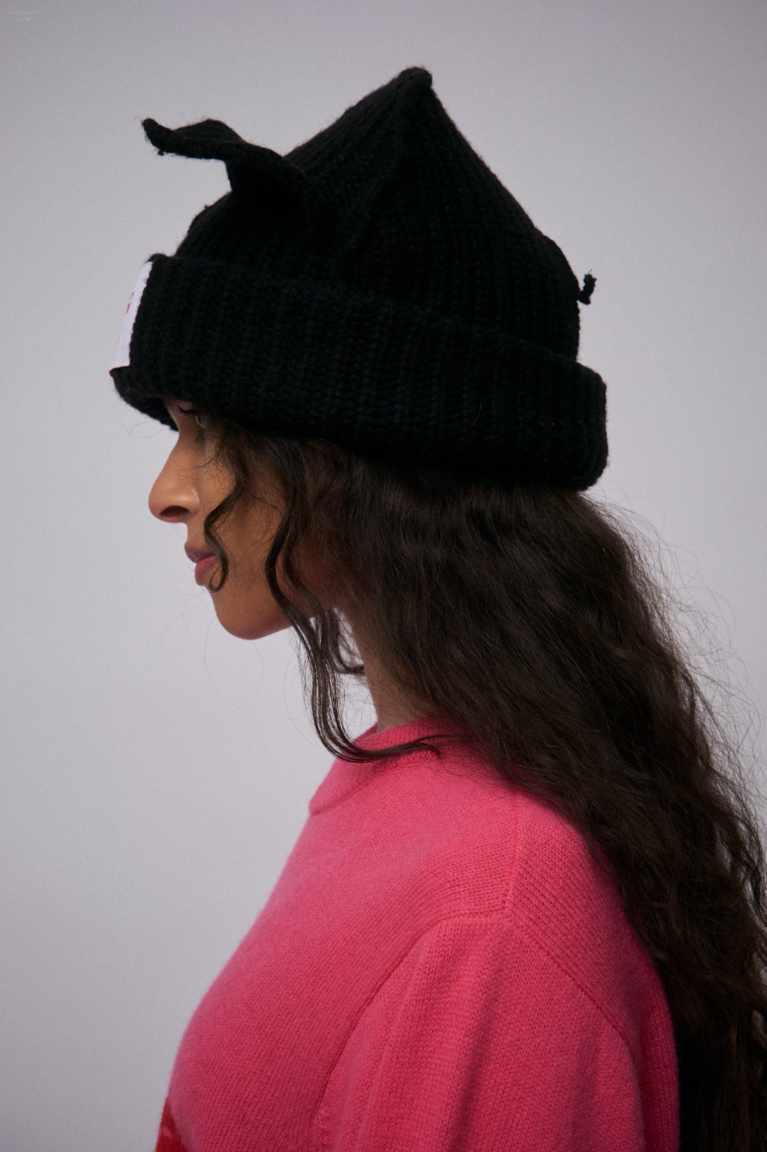 CHUNKY PUNK EARS BEANIE EXCLUSIVE in BLACK — alternate official view