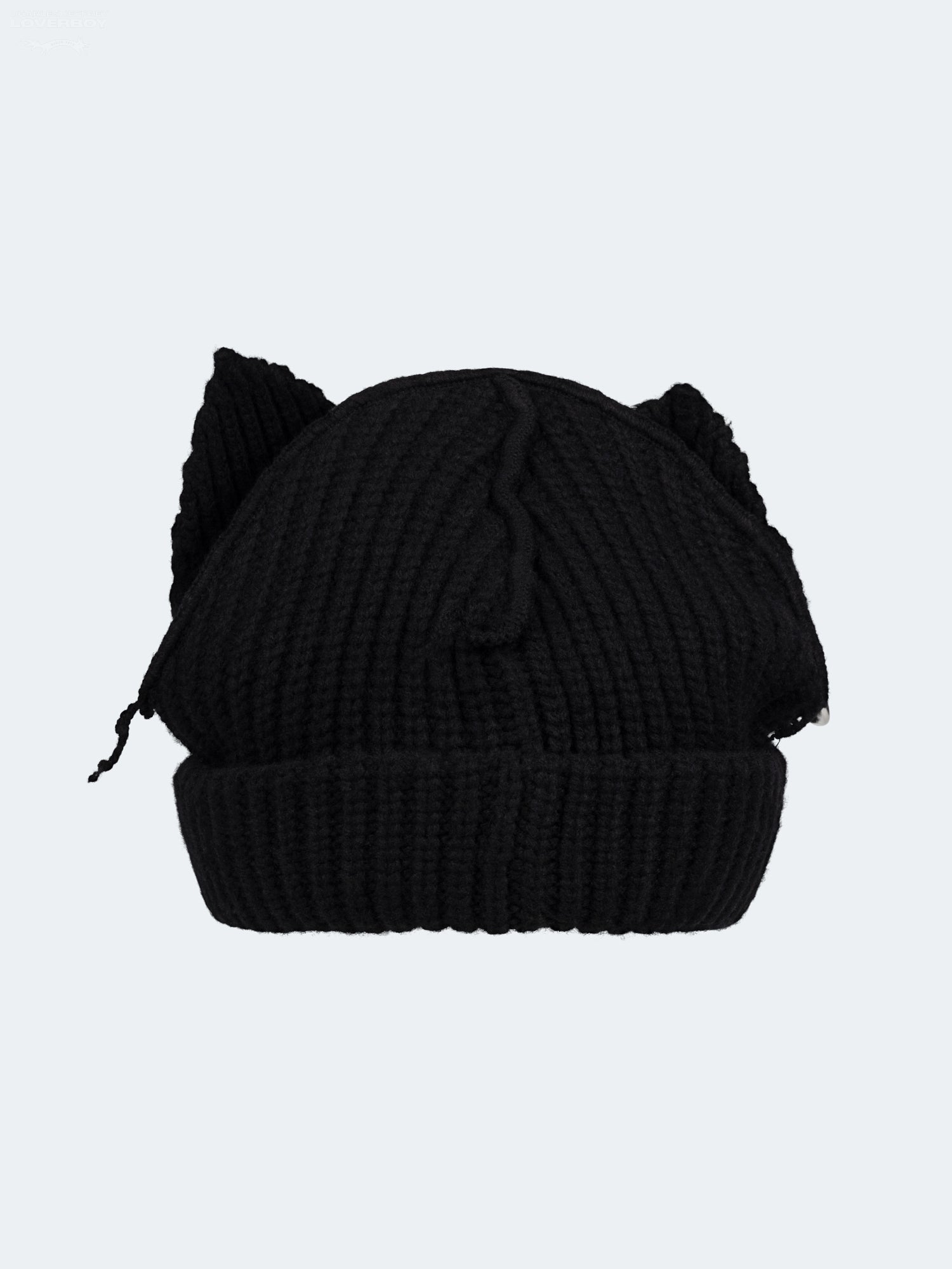 CHUNKY PUNK EARS BEANIE EXCLUSIVE in BLACK — detail or worn angle