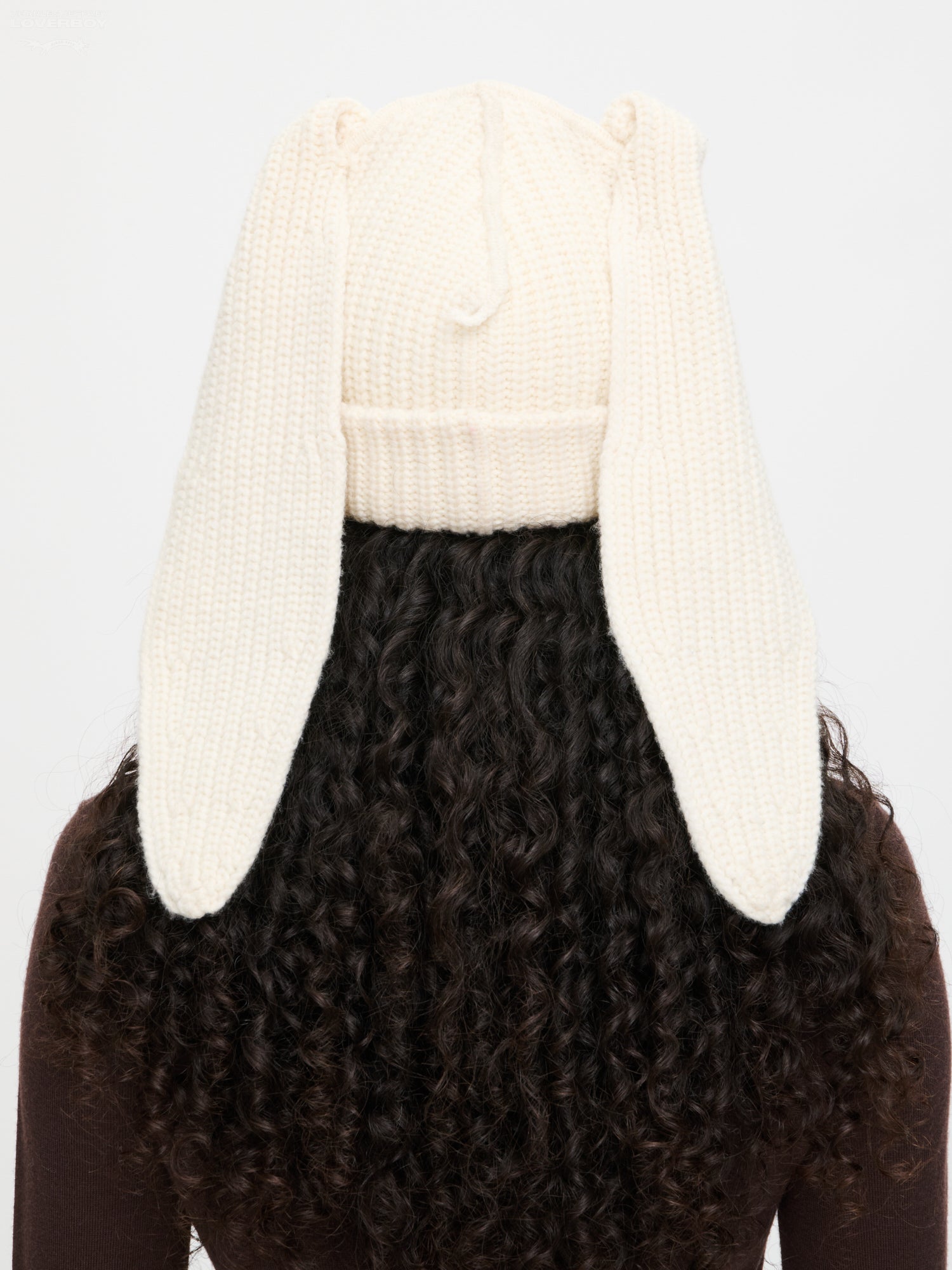 CHUNKY RABBIT BEANIE in ECRU — alternate official view