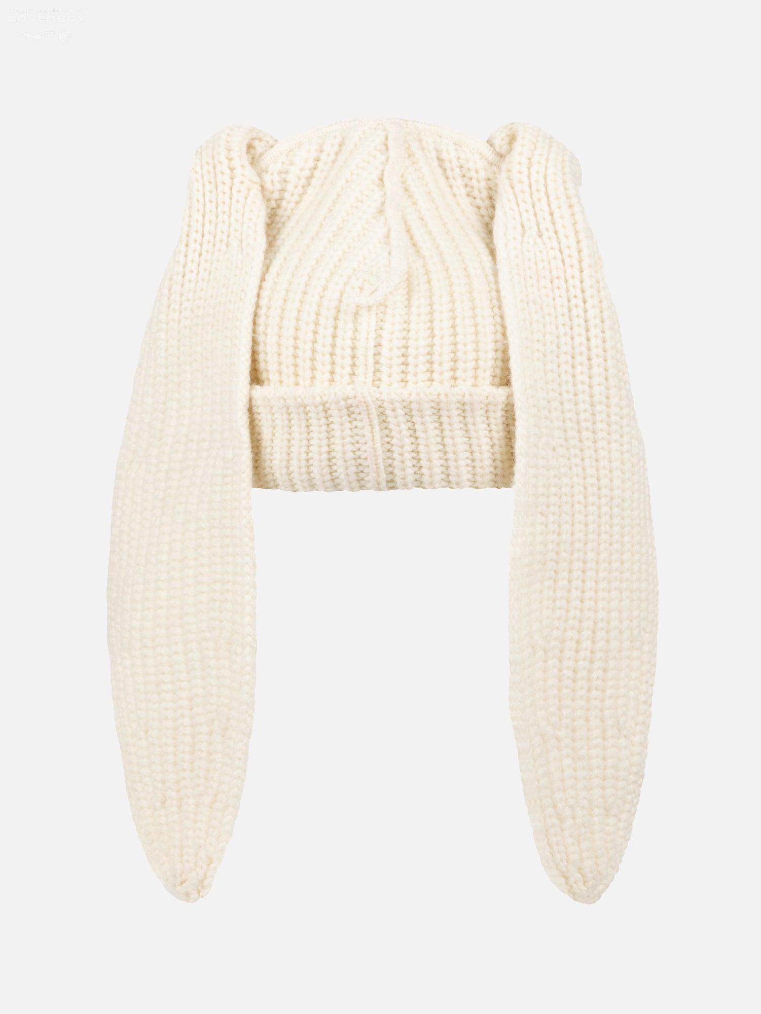 CHUNKY RABBIT BEANIE in ECRU — detail or worn angle