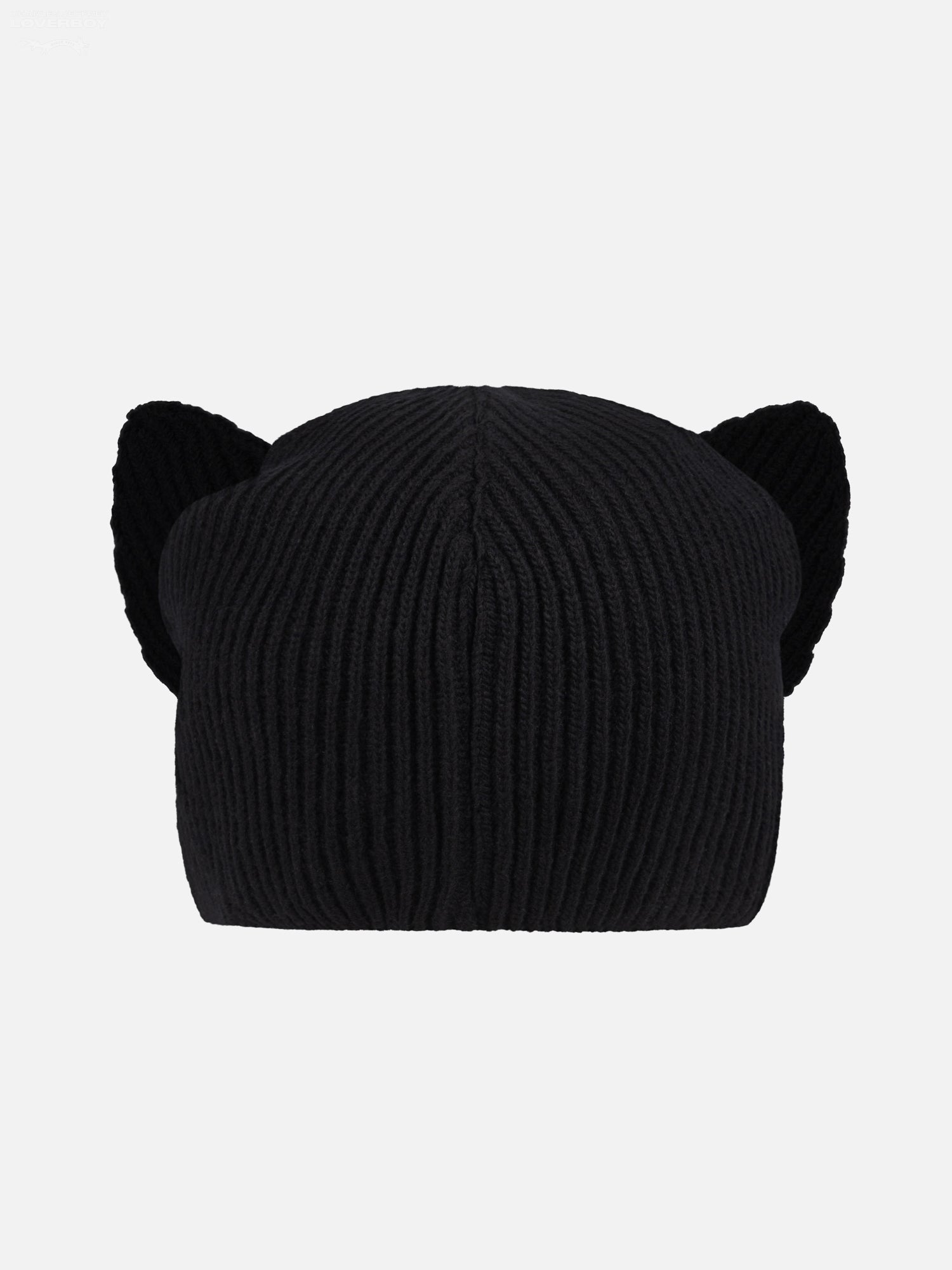 EARS RIB BEANIE in BLACK — detail or worn angle