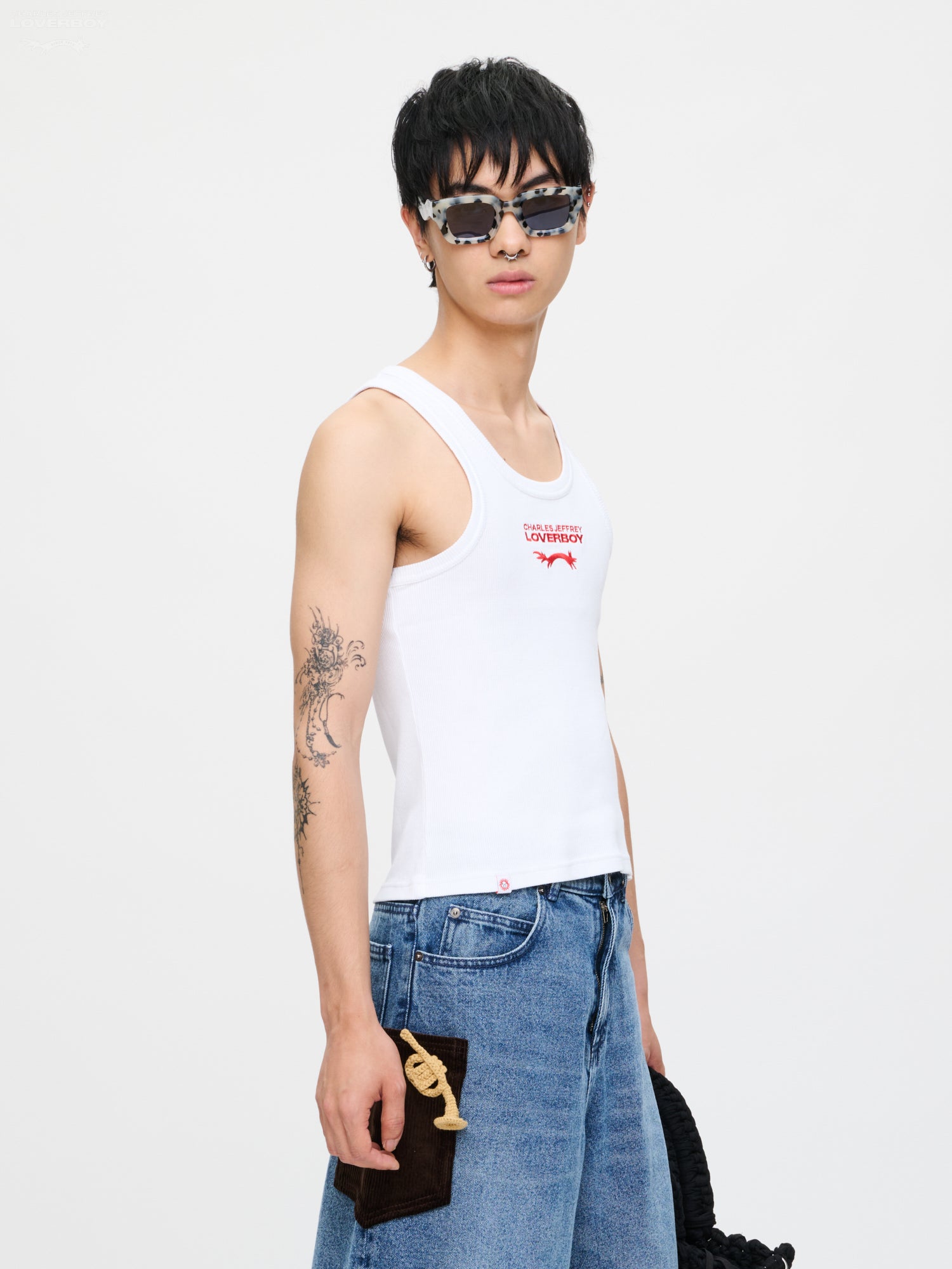LOGO TANK TOP in WHITE RED — alternate official view