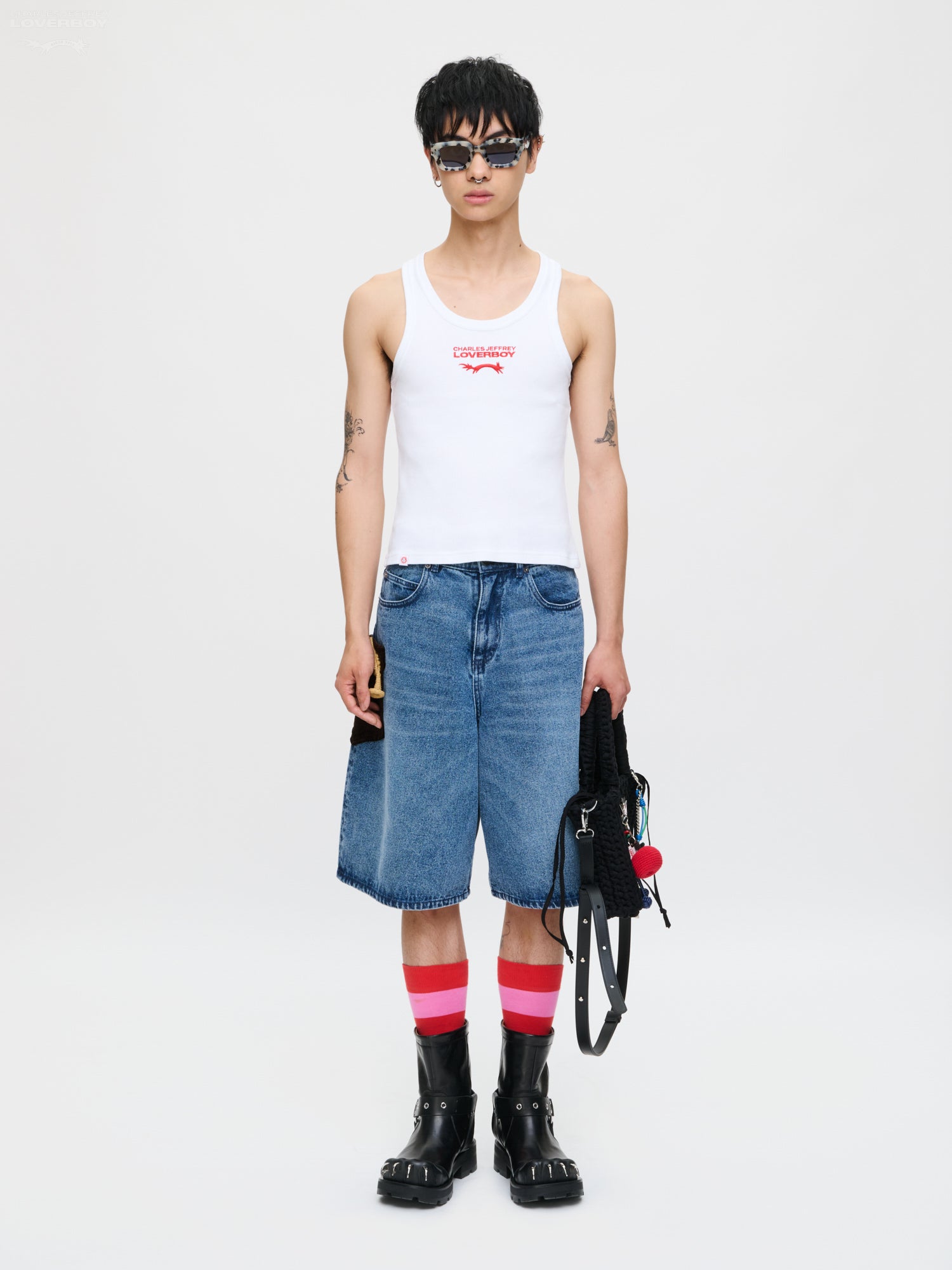LOGO TANK TOP in WHITE RED — alternate official view
