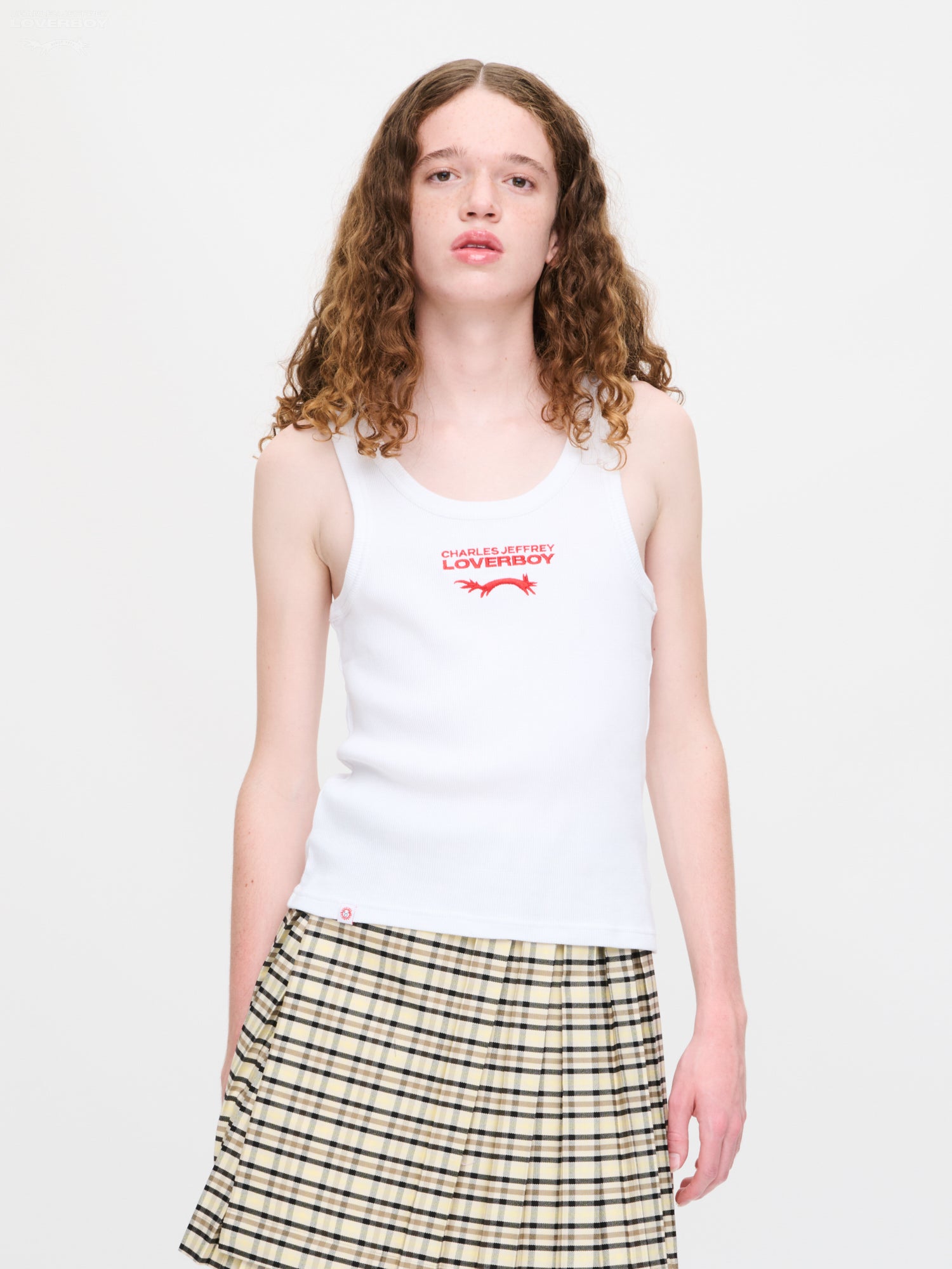 LOGO TANK TOP in WHITE RED — alternate official view