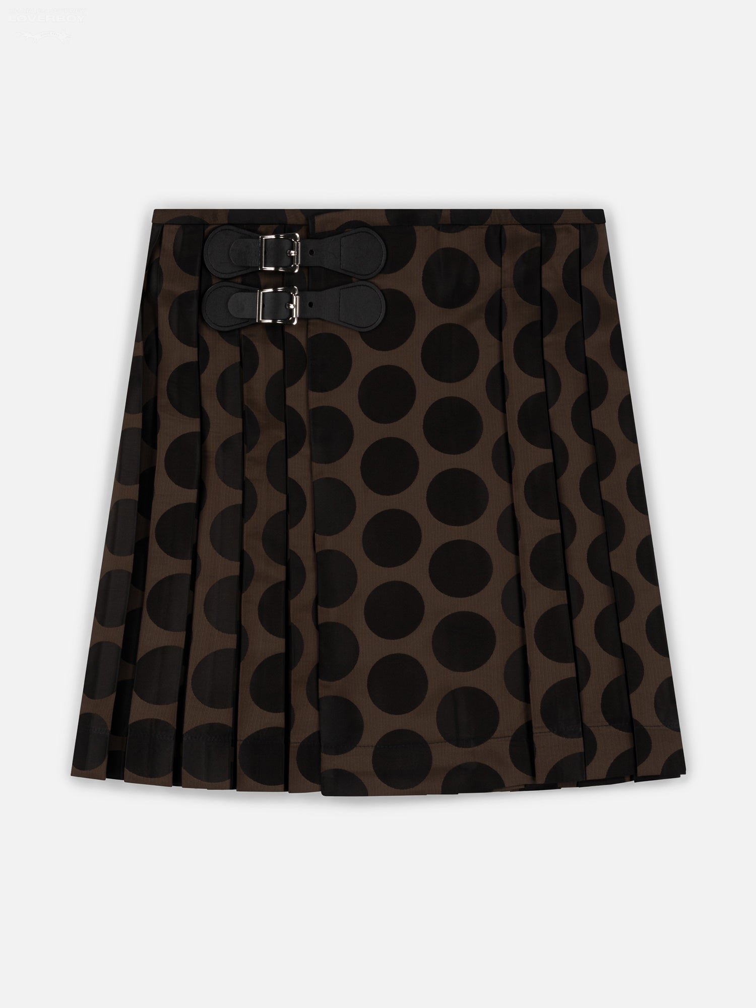 MINI KILT in BROWN POLKA DOT — detail or worn angle