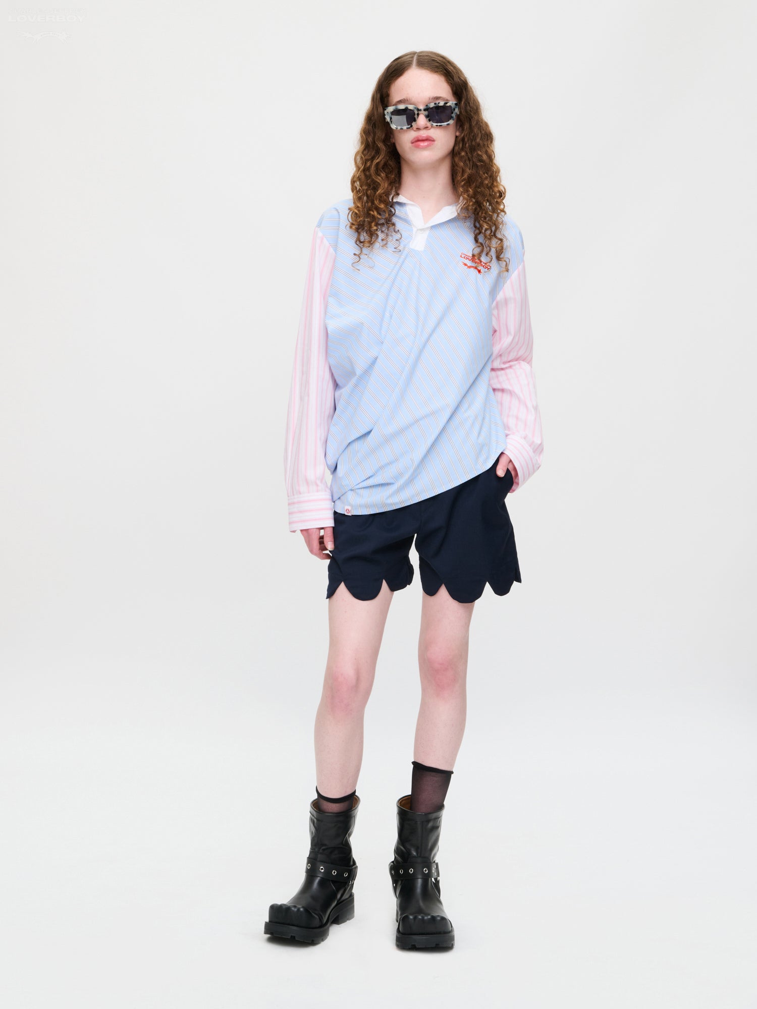 TOPSY TURVY SHIRT in BLUE PINK STRIPE — alternate official view