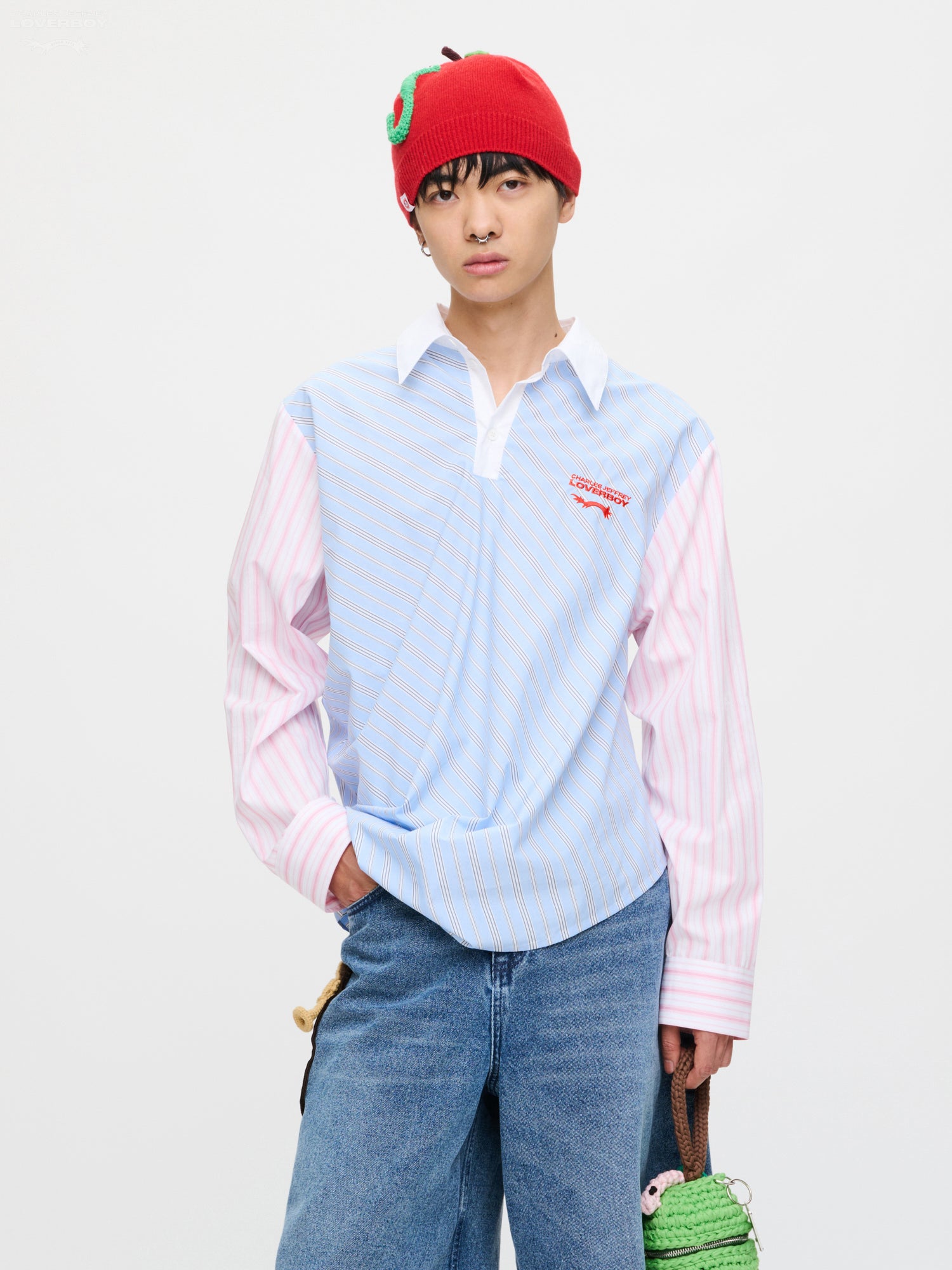 TOPSY TURVY SHIRT in BLUE PINK STRIPE — alternate official view