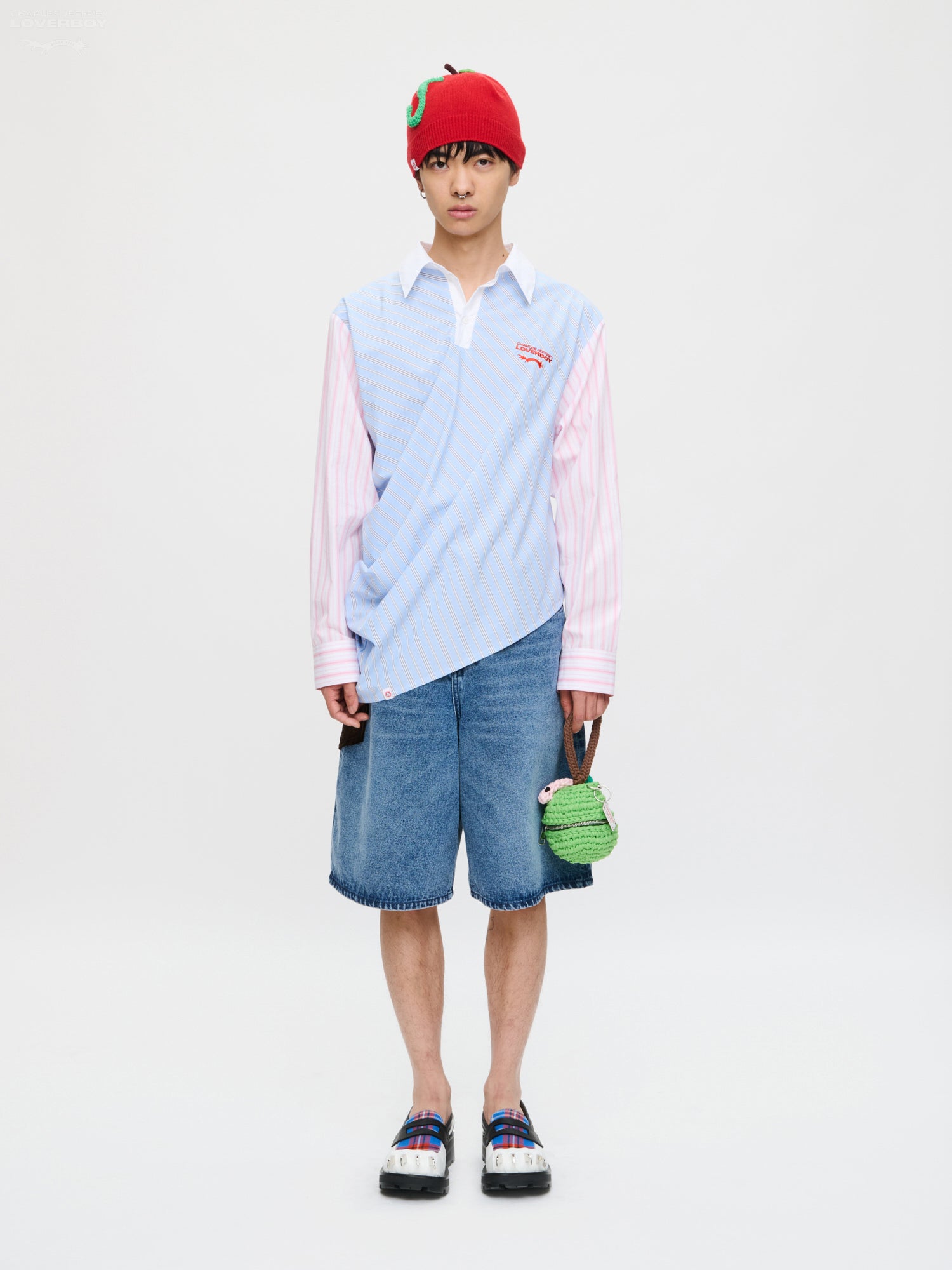 TOPSY TURVY SHIRT in BLUE PINK STRIPE — alternate official view