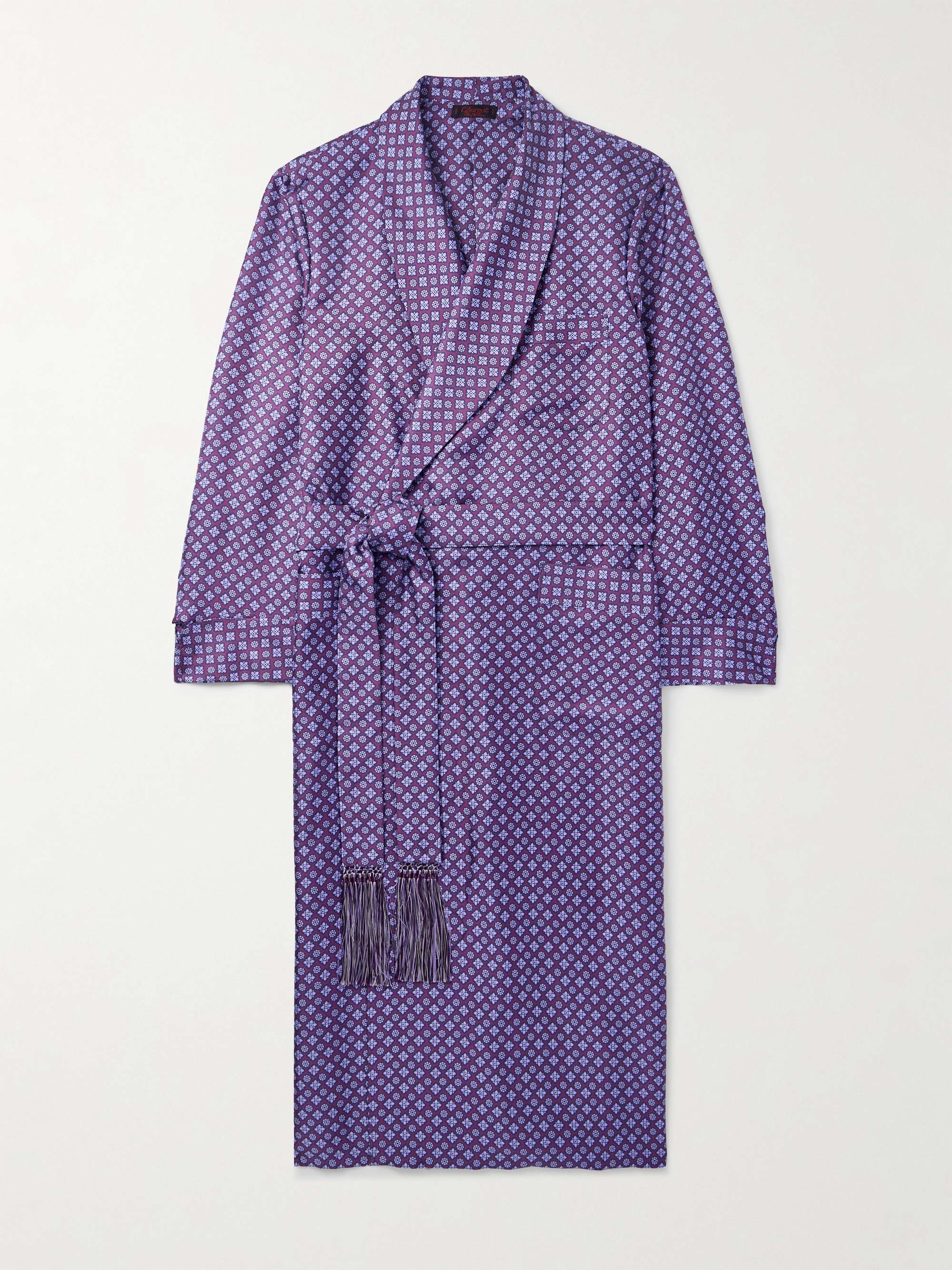 Belted Printed Silk-Twill Robe