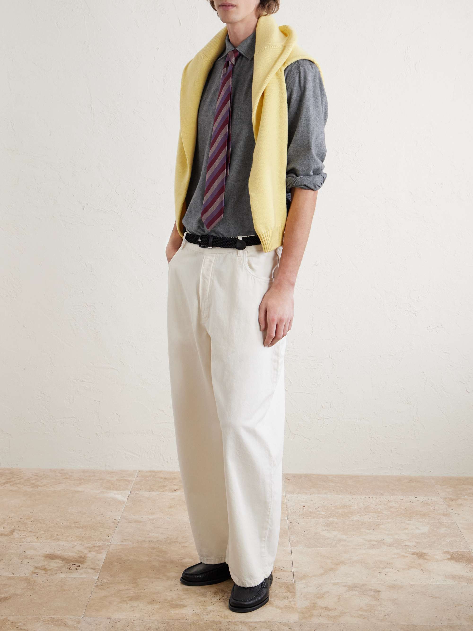 shirt styled with scarf and tie