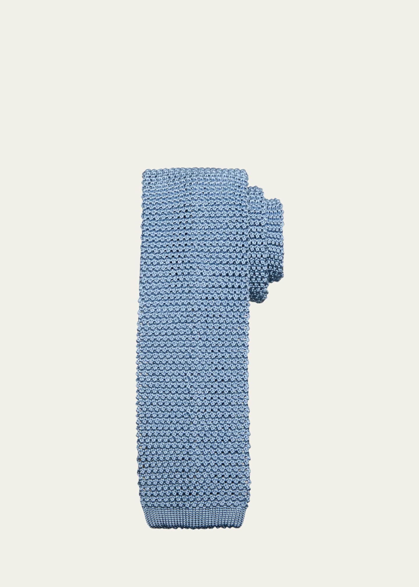 light blue silk knit tie