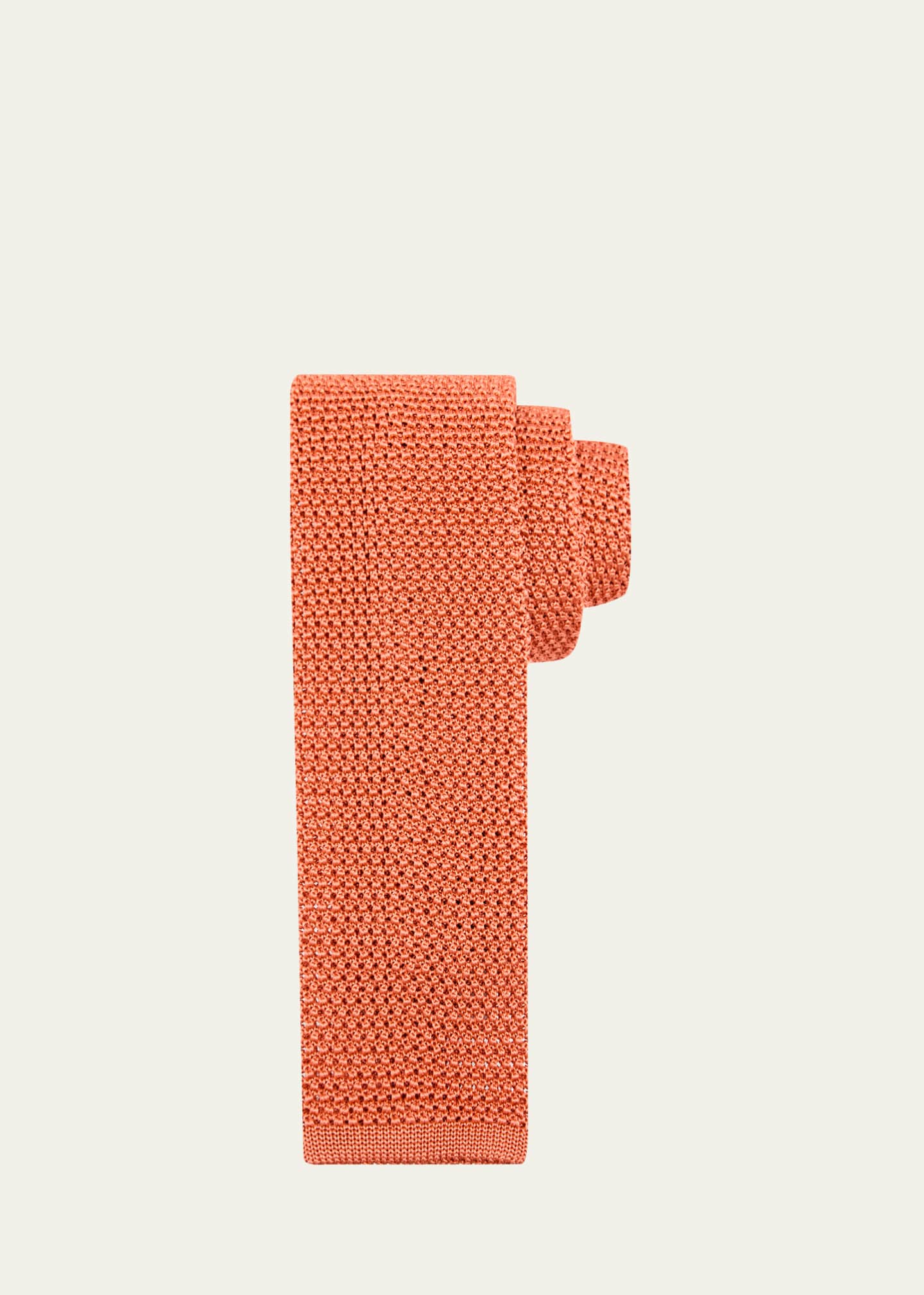 coral silk knit tie