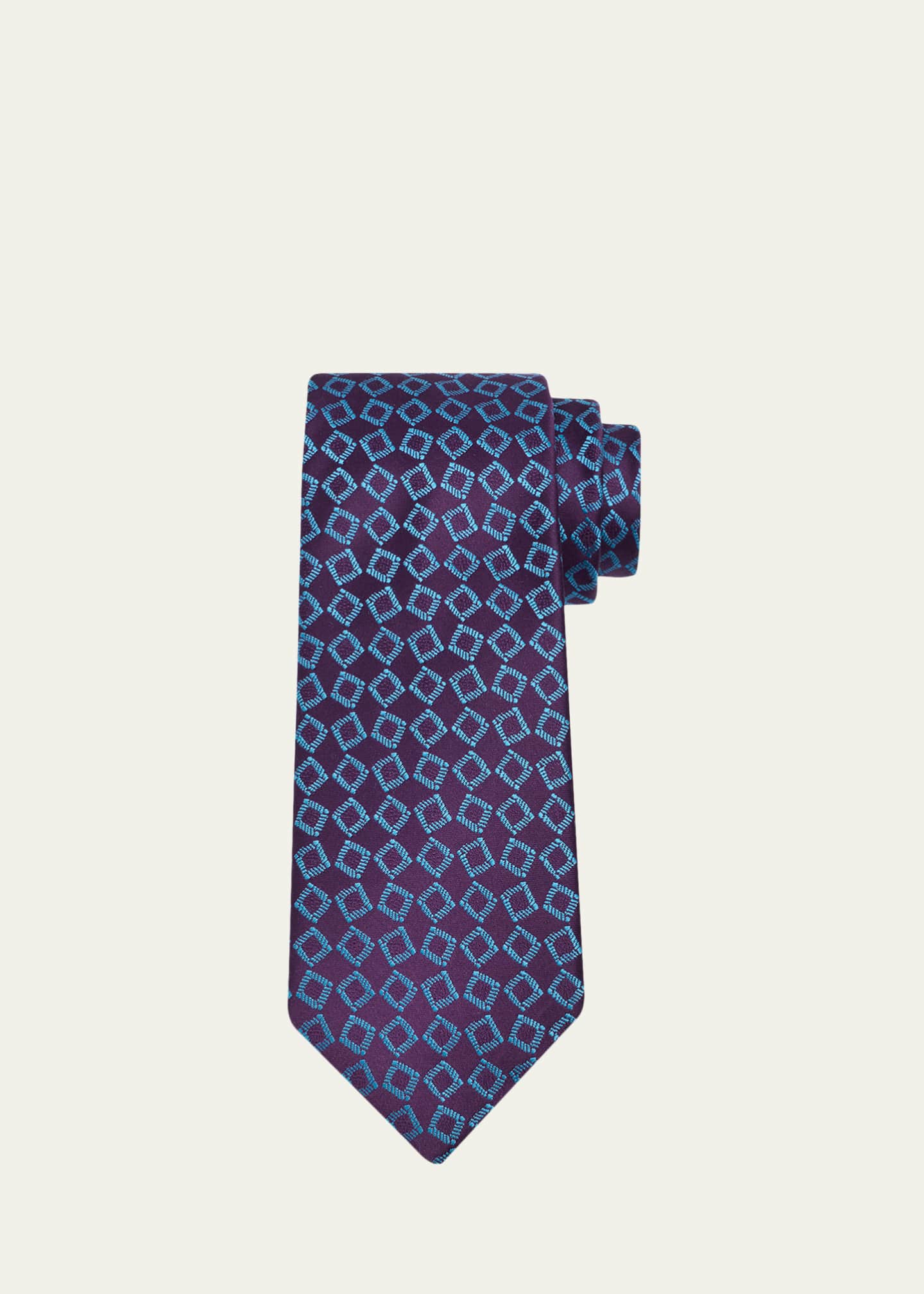 blue and purple jacquard silk tie