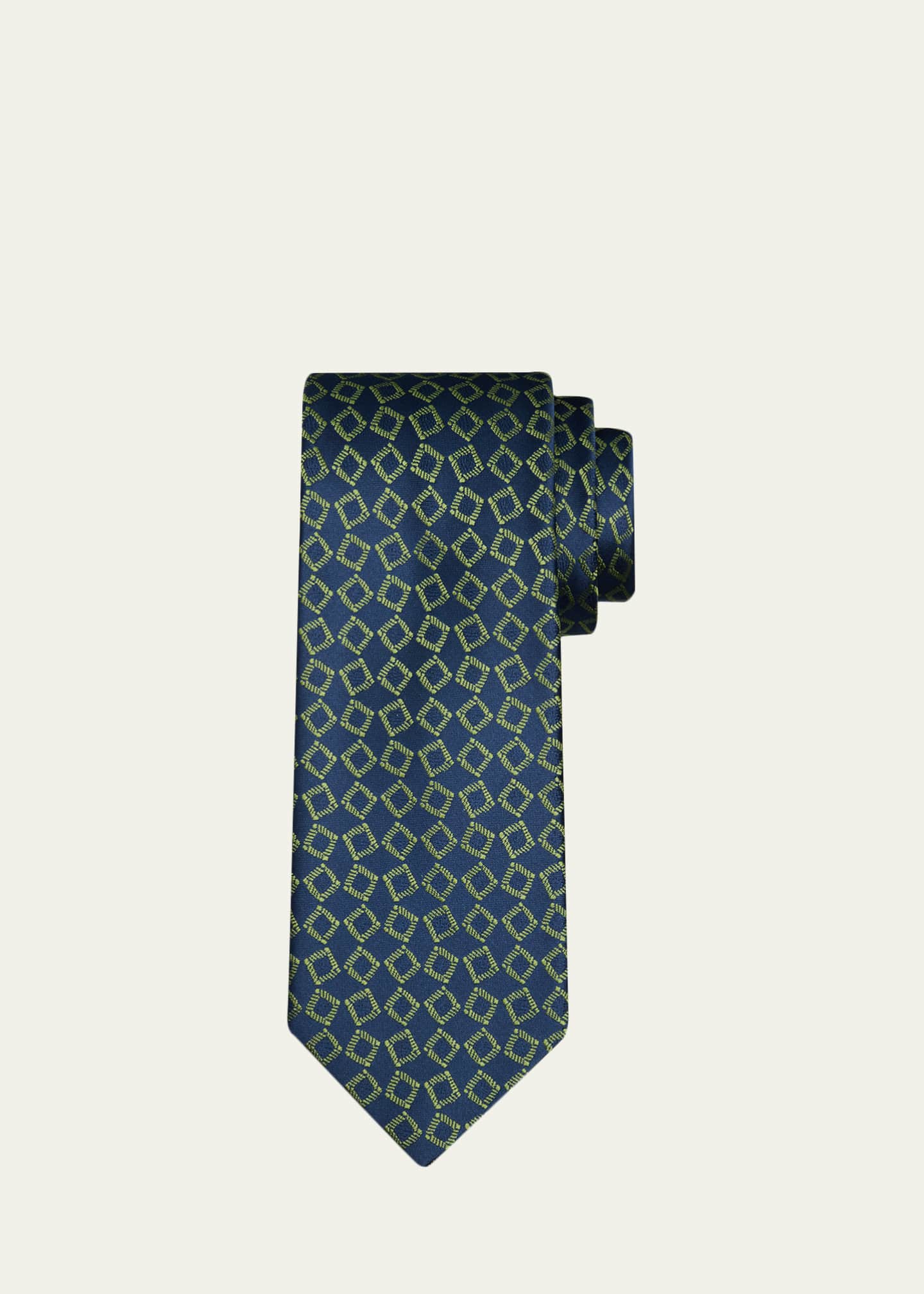 green jacquard silk tie