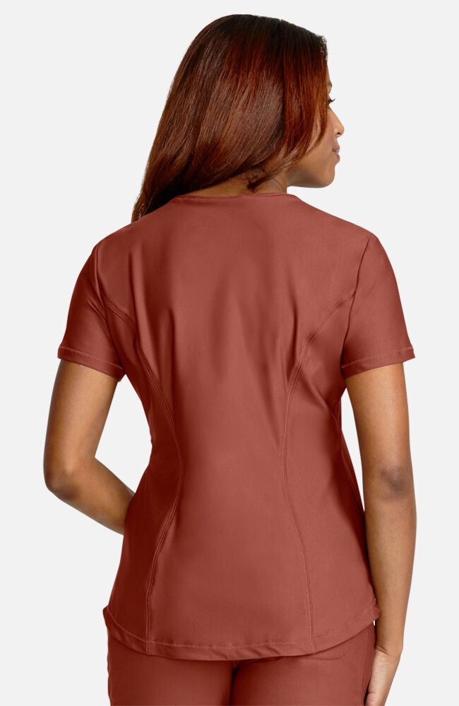 Women's Tuck-In Knit Mesh V-Neck Scrub Top — official angle 5