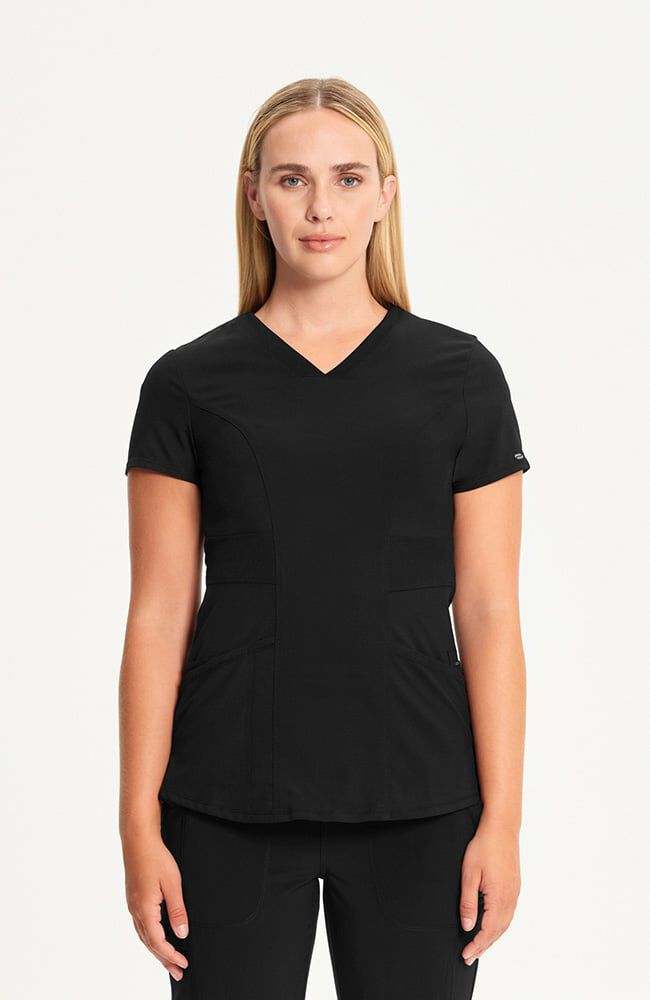 Women's 3-Pocket Knit Panel V-Neck Scrub Top
