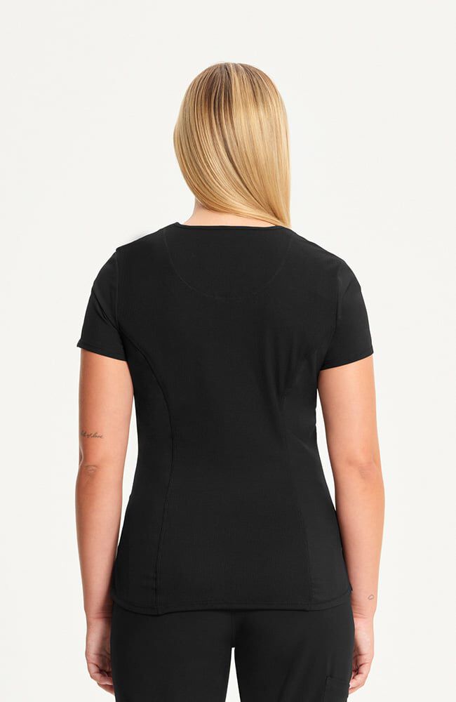 Women's 3-Pocket Knit Panel V-Neck Scrub Top — official angle 5