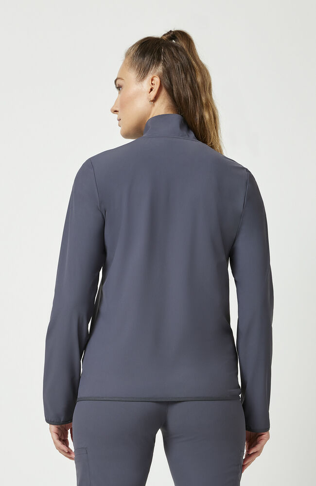Women's Zip Front 3-Pocket Warm Up Scrub Jacket — official angle 5