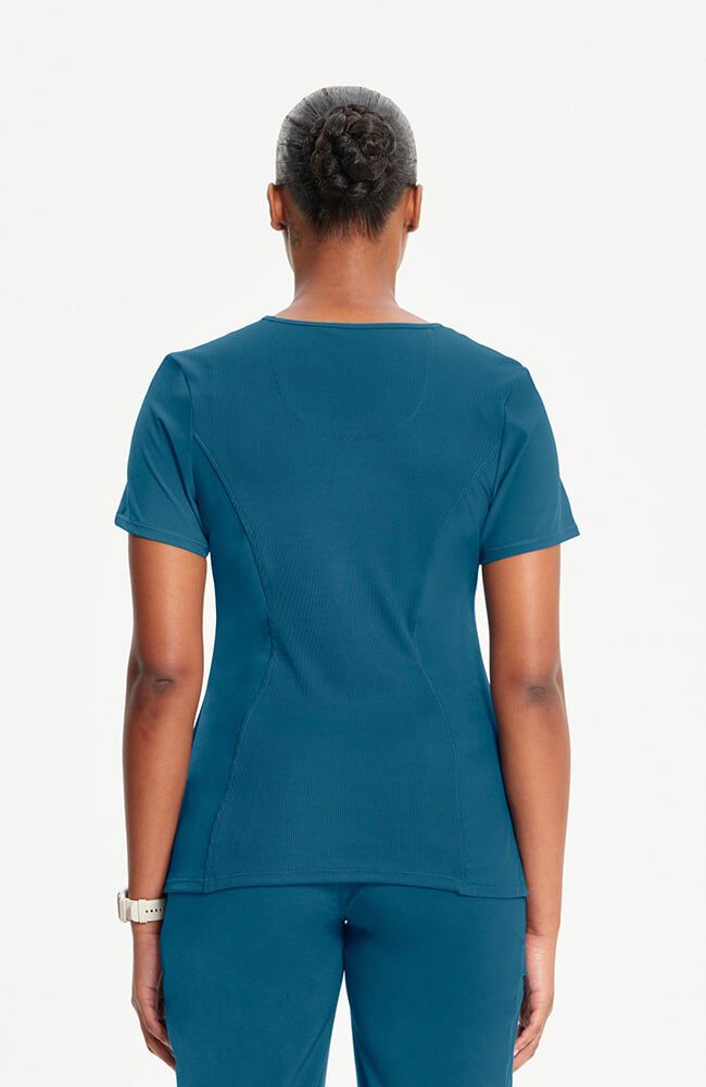 Women's Split Round Neck Solid Scrub Top — official angle 5