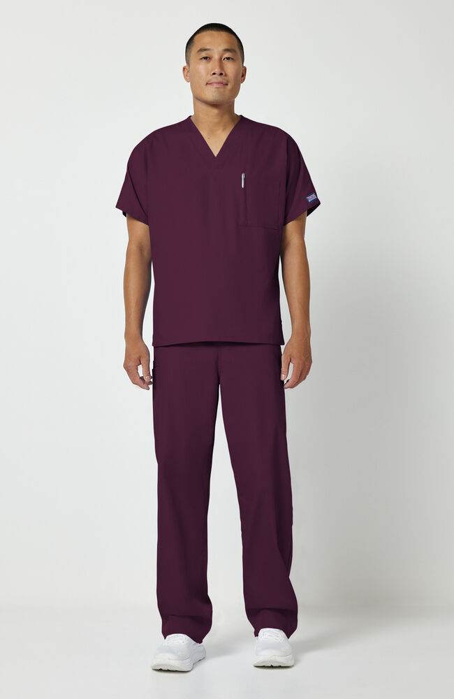 Unisex V-Neck 1-Pocket Scrub Top — official angle 2