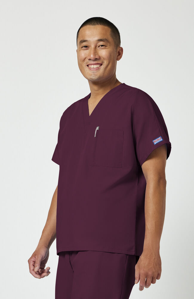 Unisex V-Neck 1-Pocket Scrub Top — official angle 4
