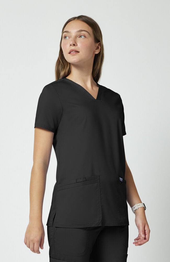Women's 3-Pocket V-Neck Stretch Scrub Top — official angle 3