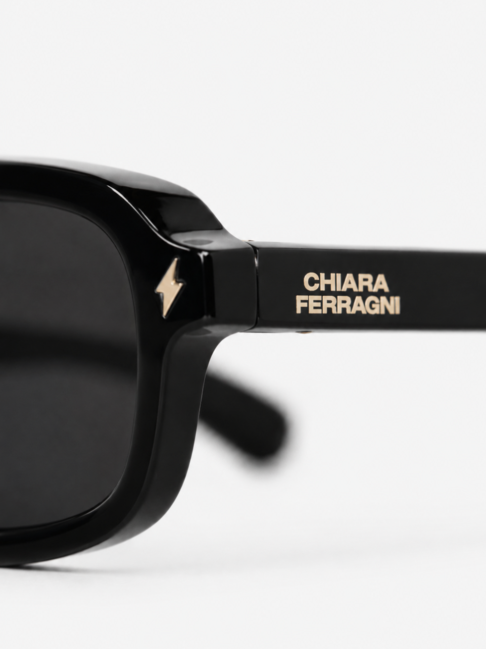 Temple detail with Chiara Ferragni lettering and star