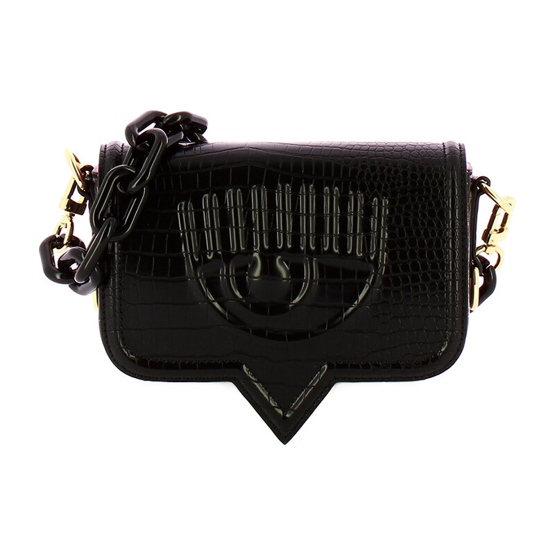 Crossbody-style black Eyelike pouch