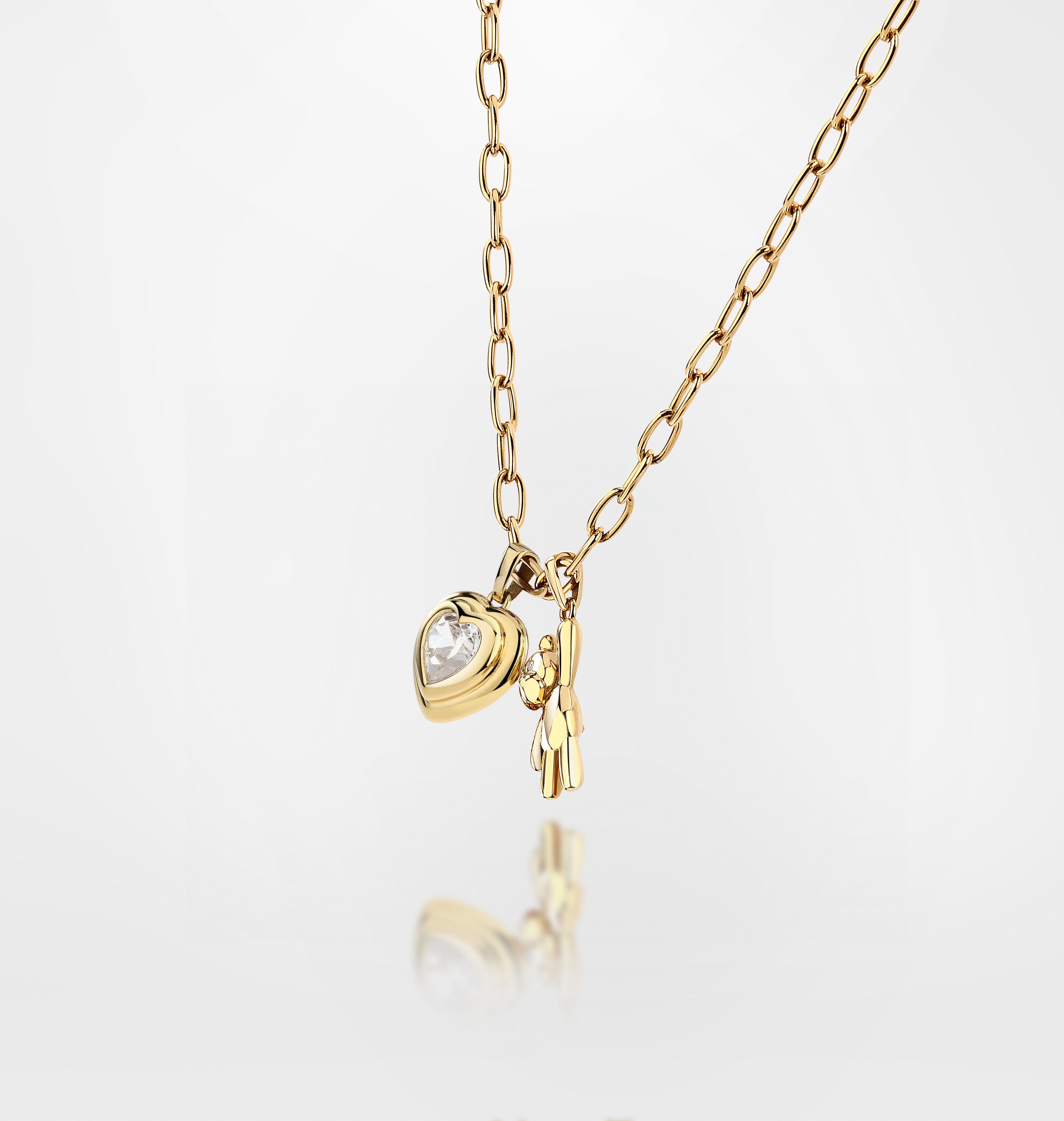 Gold version with cubic-zirconia heart charm