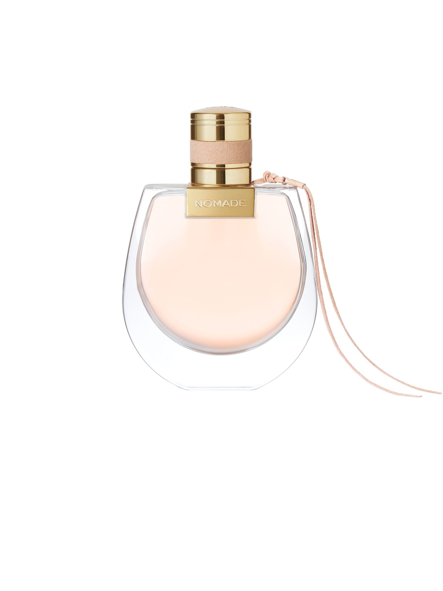 Front view of the bottle and leather cord