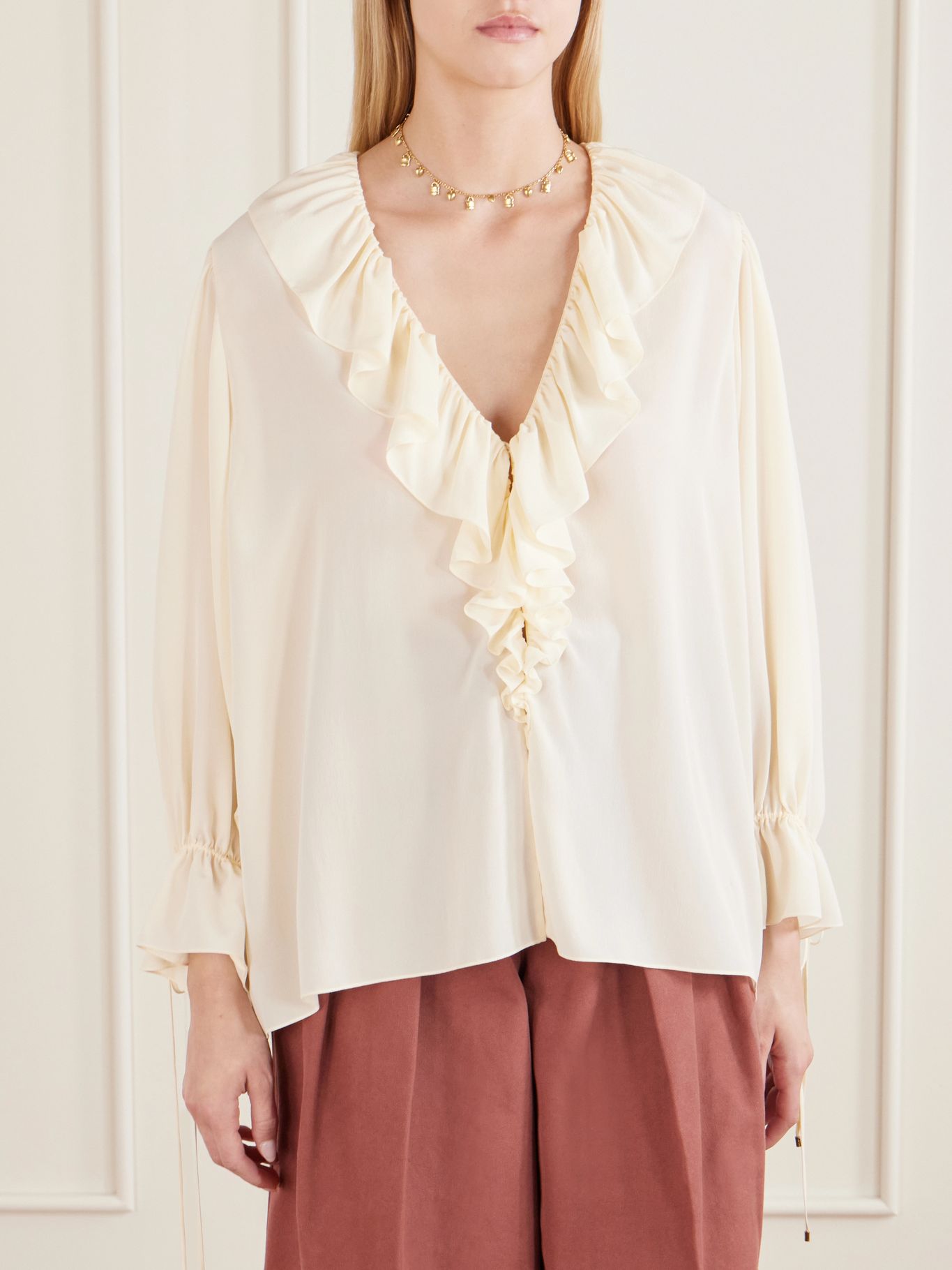 Ruffled Silk Blouse