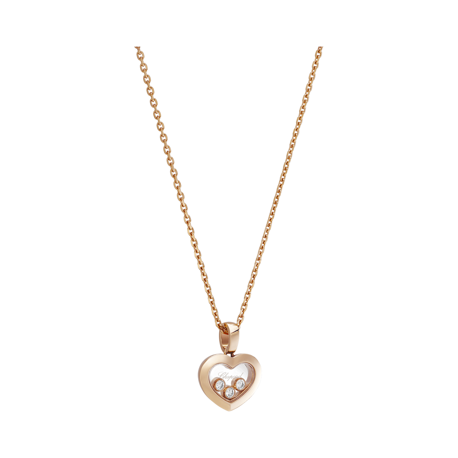 Three-quarter view of the pendant and chain