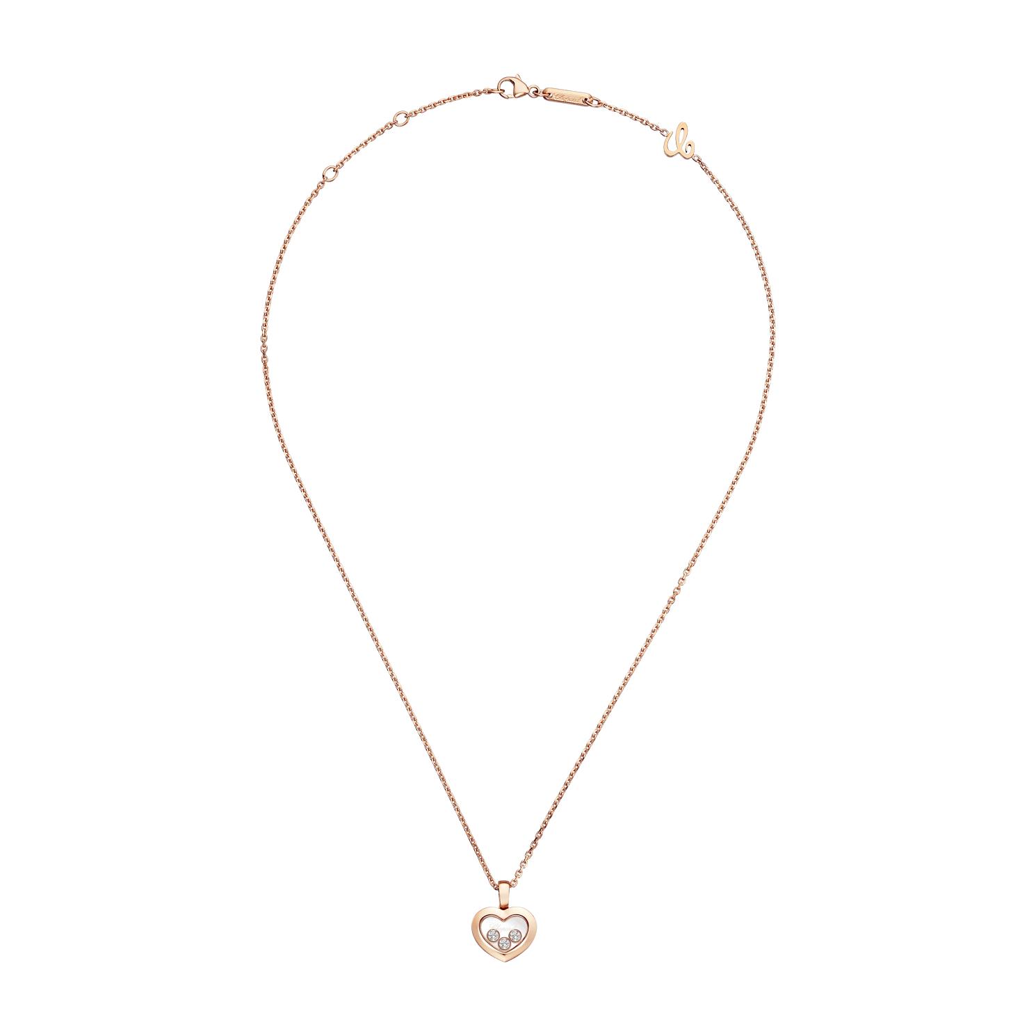 Laid-flat view showing the chain and circular pendant