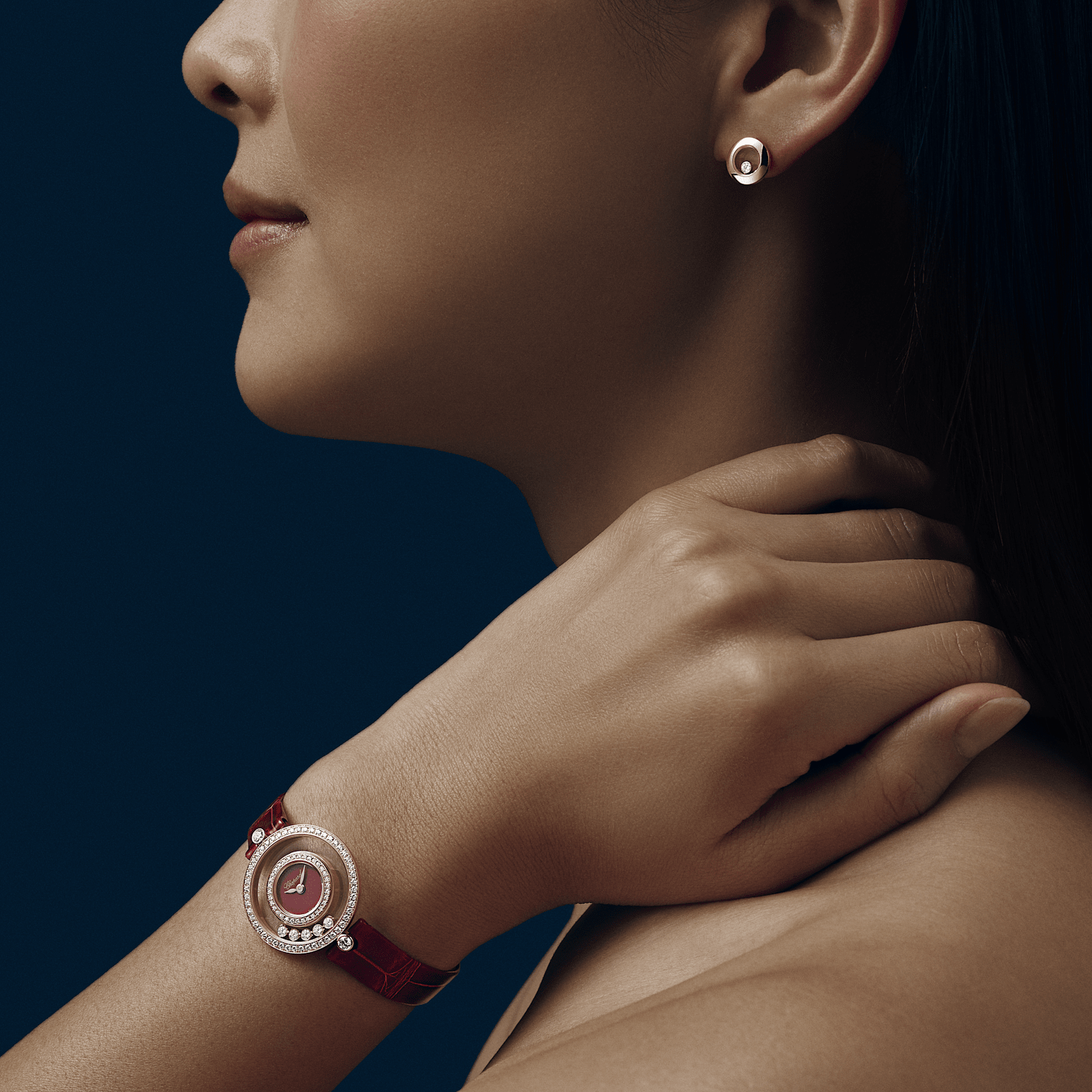 Worn view with the Happy Diamonds watch on the wrist