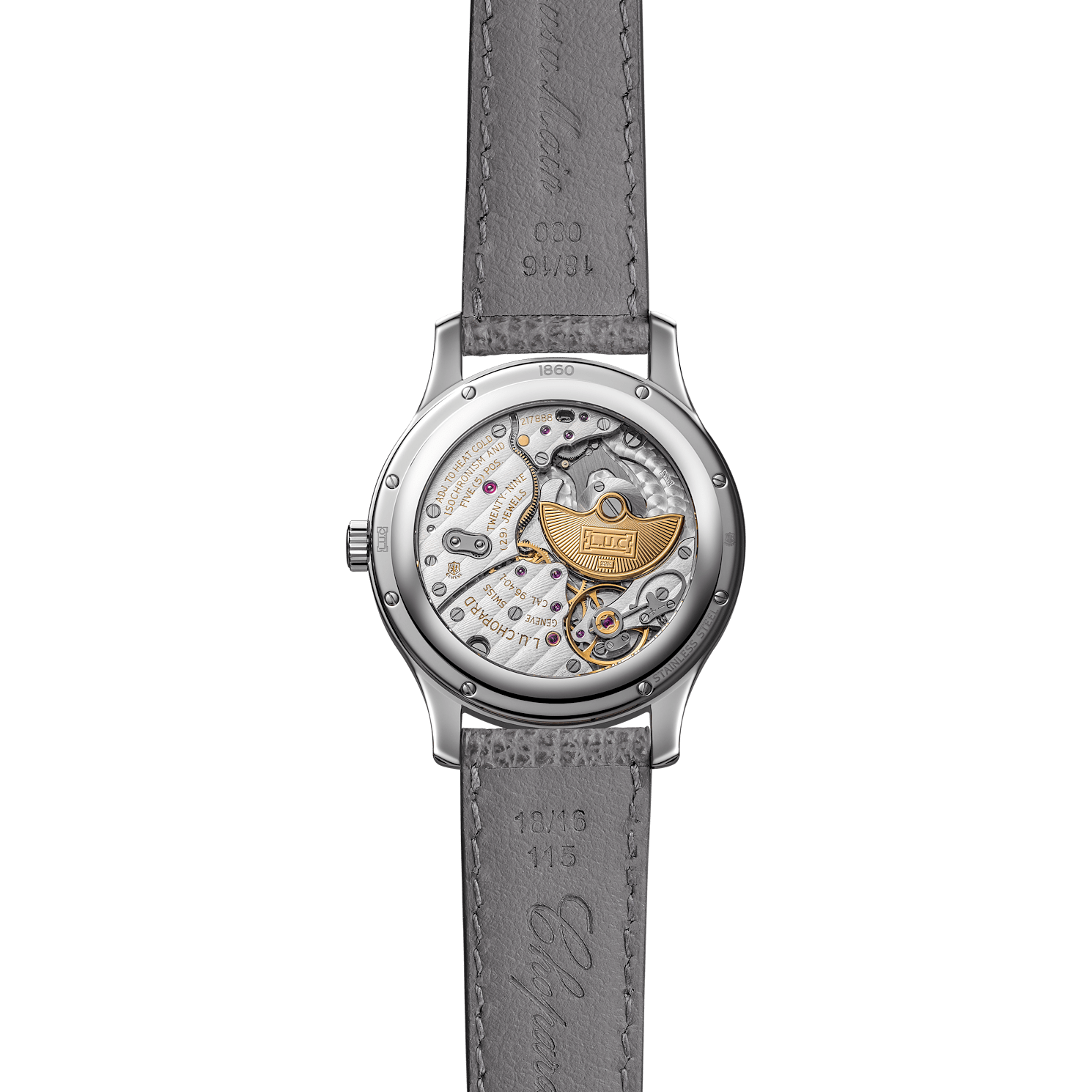 Caseback view of the L.U.C 1860 movement