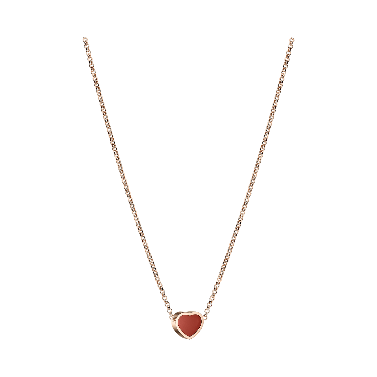 Three-quarter view of the small heart pendant