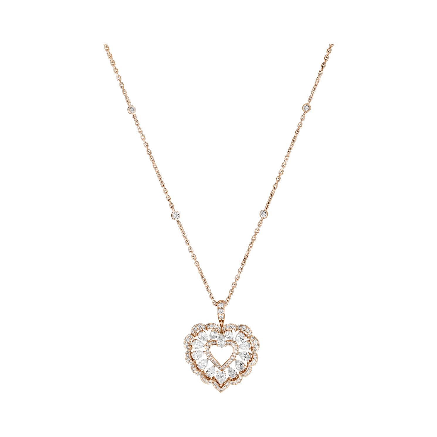 Precious Lace Cœur pendant in rose gold and diamonds