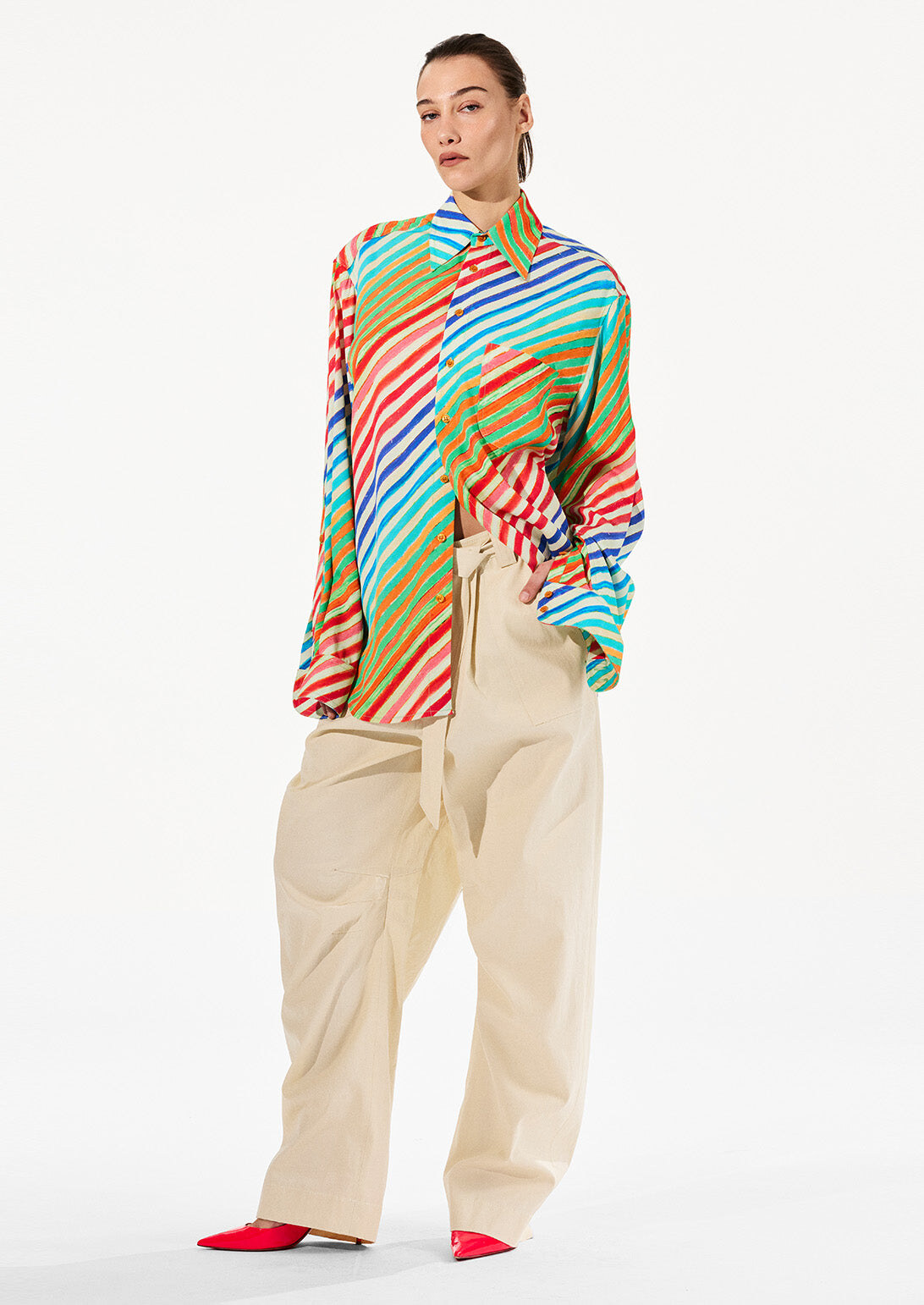 Bias Crayon Stripe Relaxed Shirt
