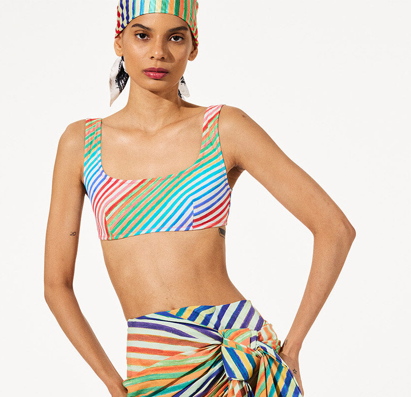Border and silk-twill crop