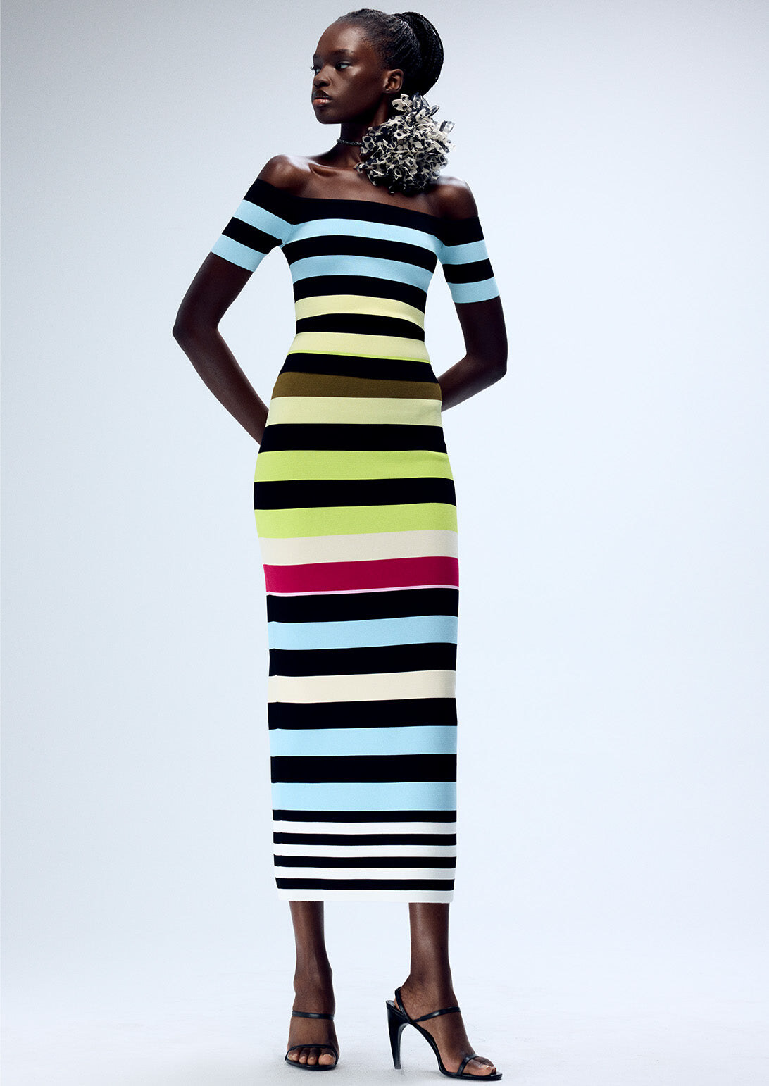 Striped Bodycon Maxi Pencil Skirt