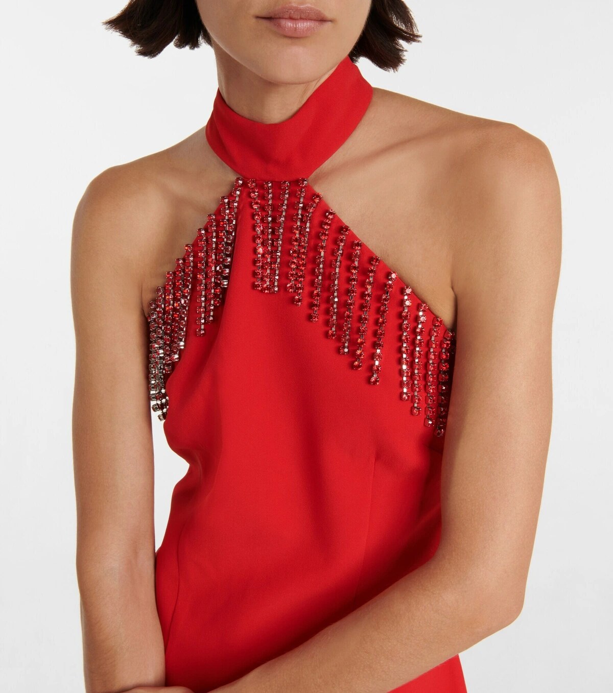 Crystal detail across the neckline