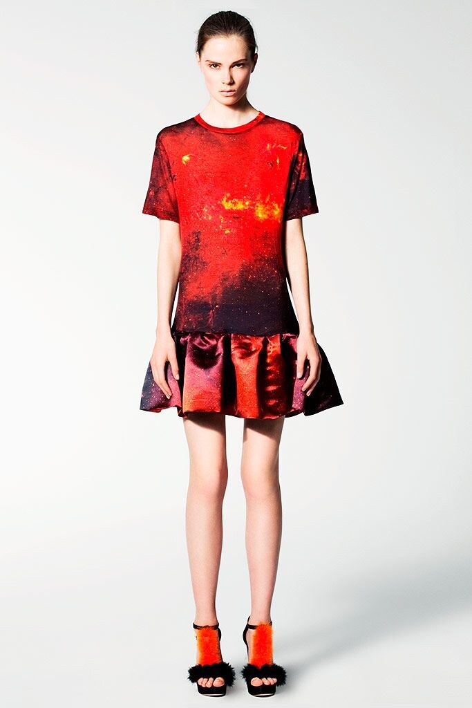 Short-sleeve nebula-print mini